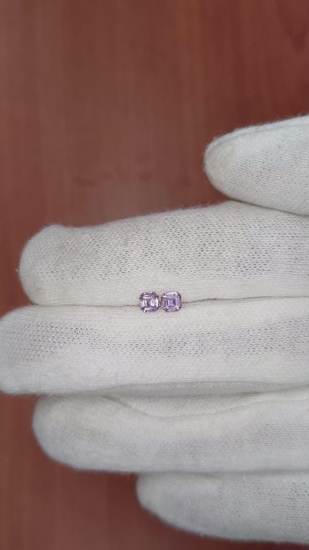 0.53 Ct.Tw.Total Carat Weight Purple Sapphire Pair from Ceylon (Sri Lanka) Size Video
