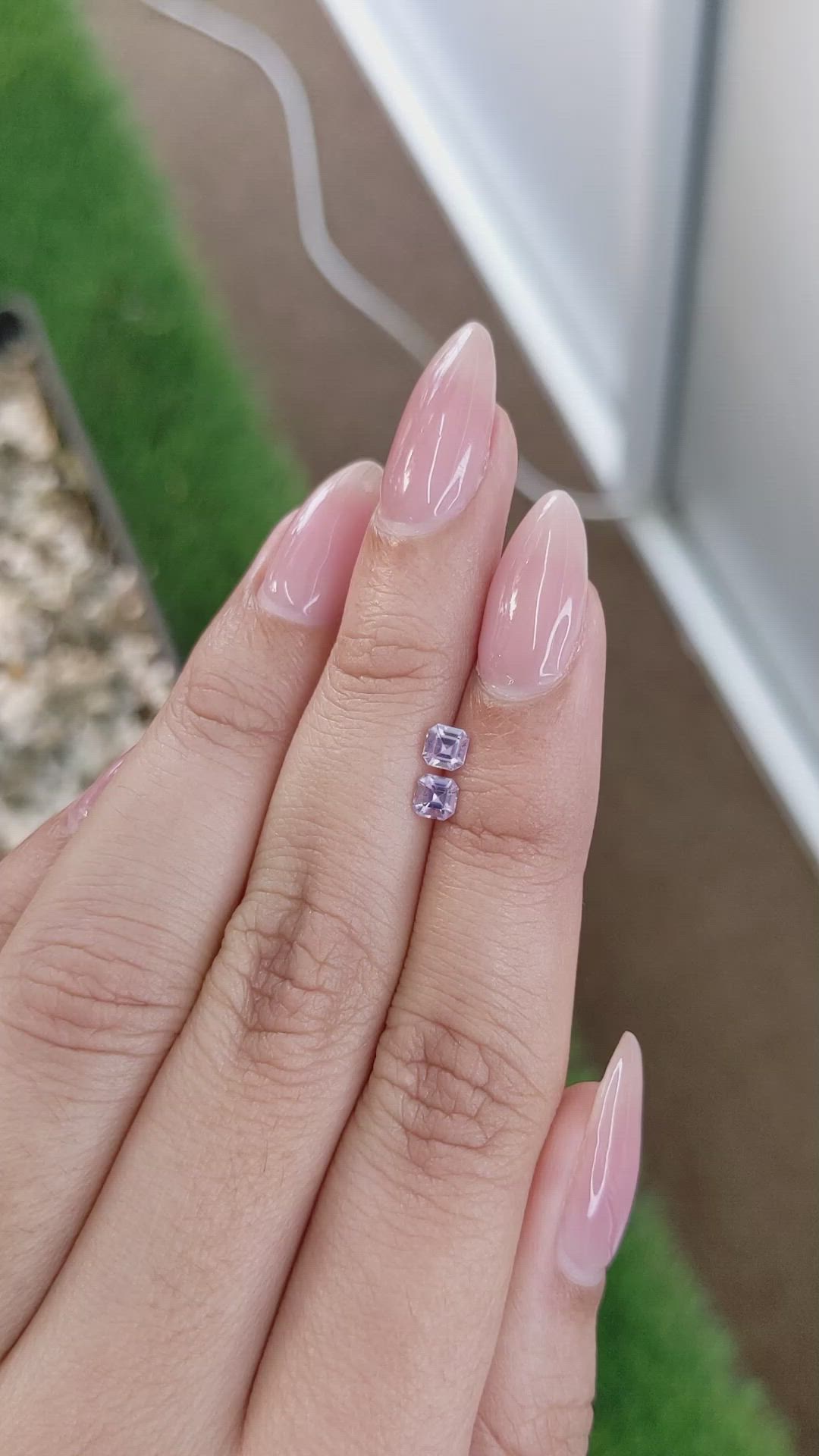 0.53 Ct.Tw.Total Carat Weight Purple Sapphire Pair from Ceylon (Sri Lanka) Size Video