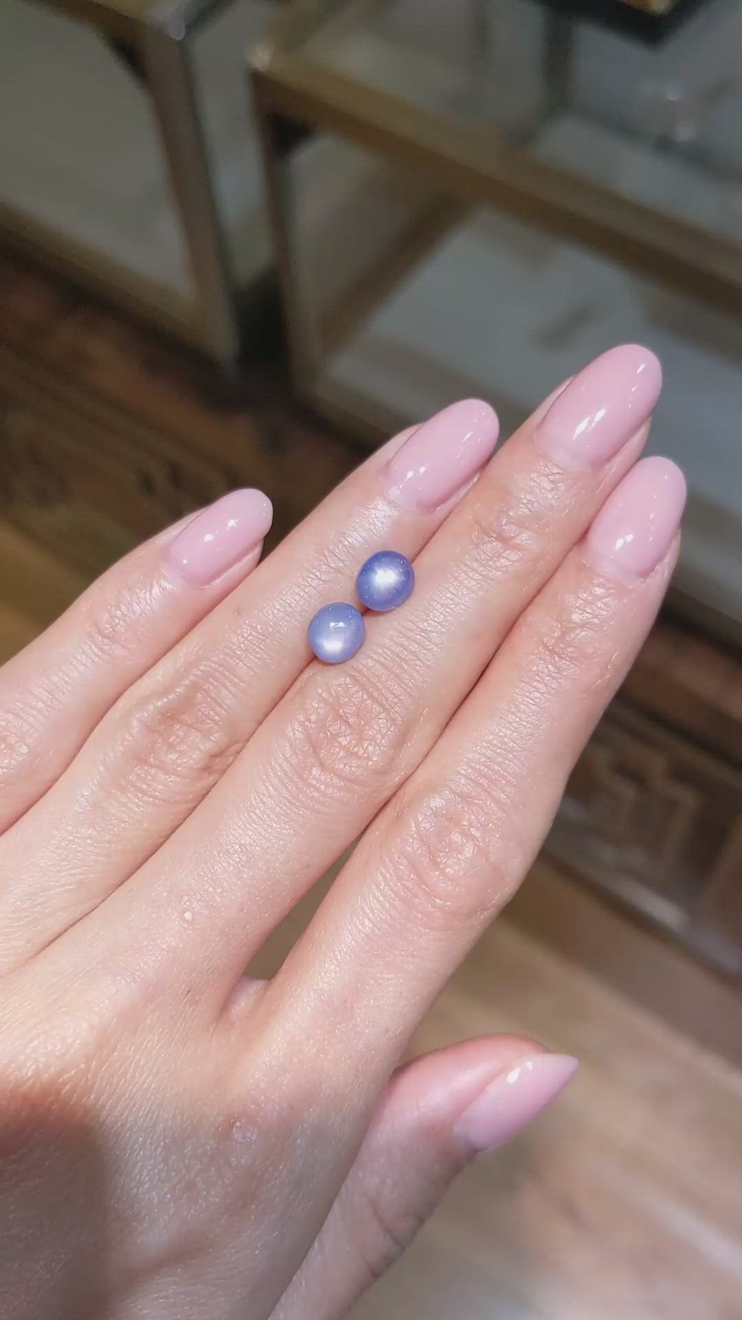 3.40 Ct.Tw.Total Carat Weight Blue Star Sapphire Pair from Burma (Myanmar) Size Video
