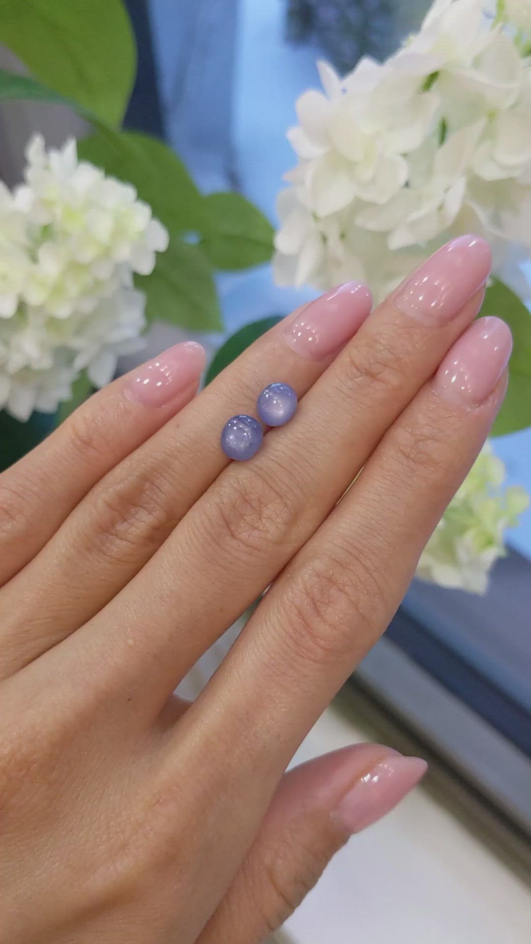 3.40 Ct.Tw.Total Carat Weight Blue Star Sapphire Pair from Burma (Myanmar) Size Video