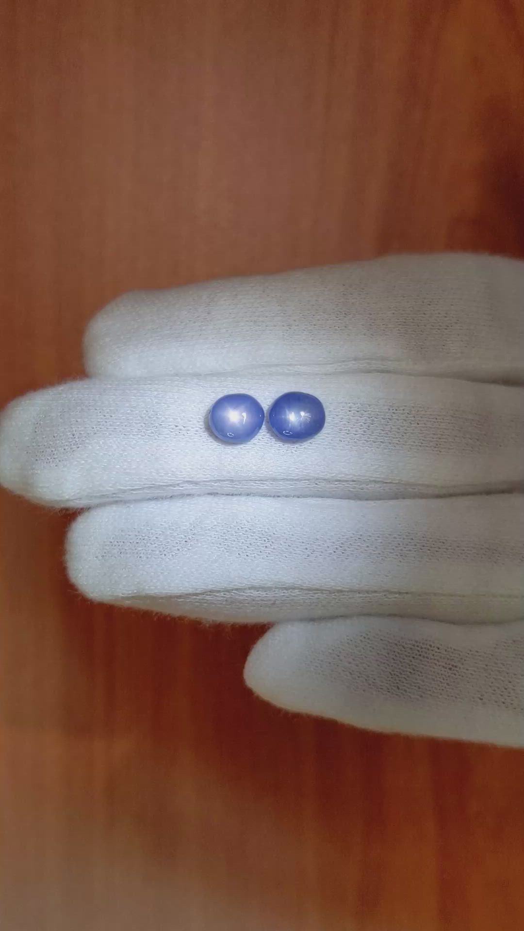 3.40&nbsp;Ct.Tw.Total Carat Weight Blue Star Sapphire Pair from Burma (Myanmar) Size Video