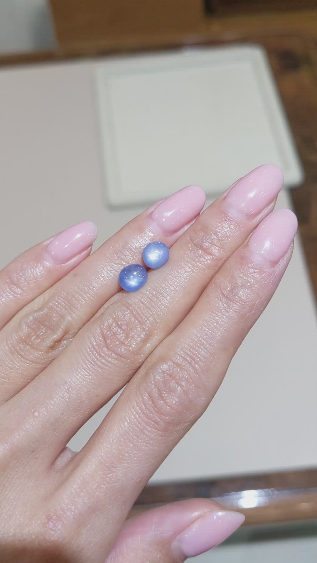 3.40 Ct.Tw.Total Carat Weight Blue Star Sapphire Pair from Burma (Myanmar) Size Video