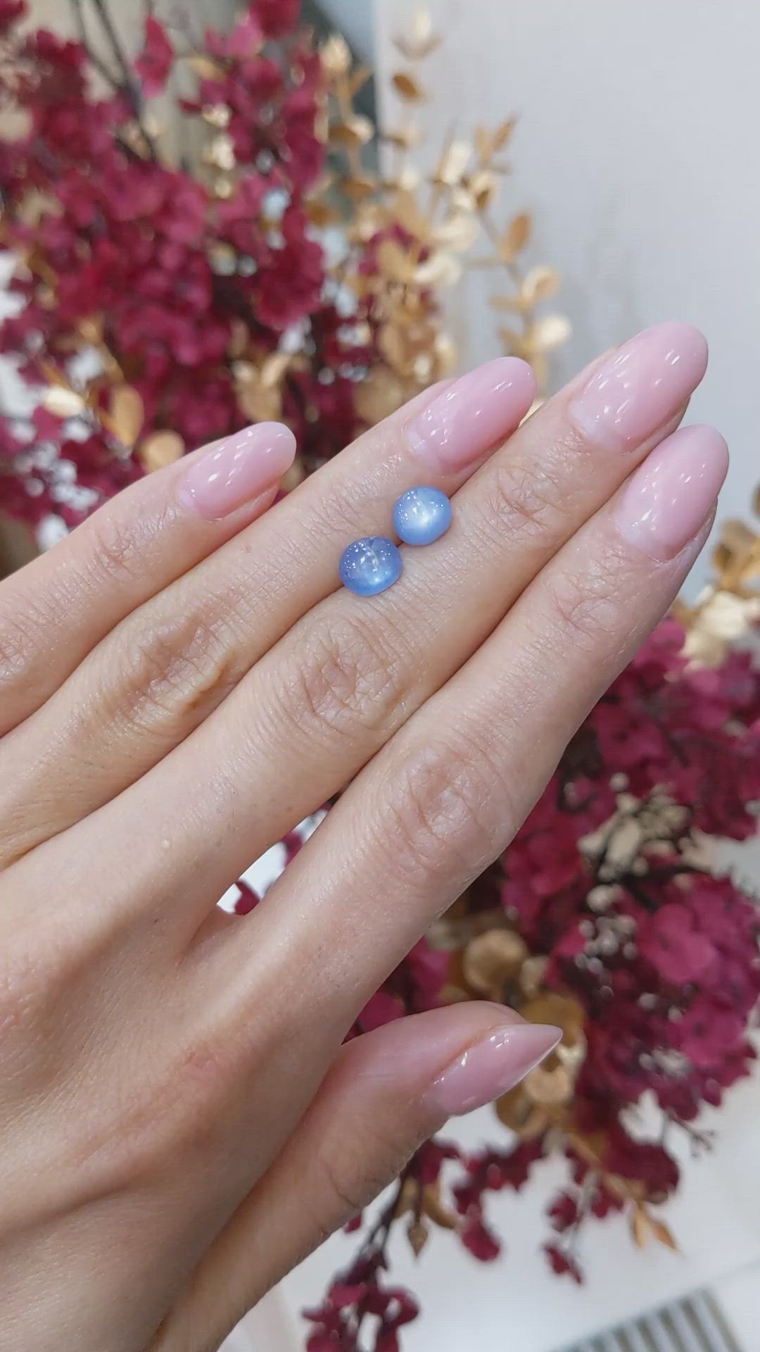 3.40 Ct.Tw.Total Carat Weight Blue Star Sapphire Pair from Burma (Myanmar) Size Video