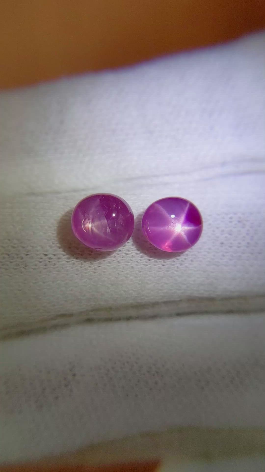 3.40&nbsp;Ct.Tw.Total Carat Weight Pink Star Sapphire Pair from Burma (Myanmar) Size Video