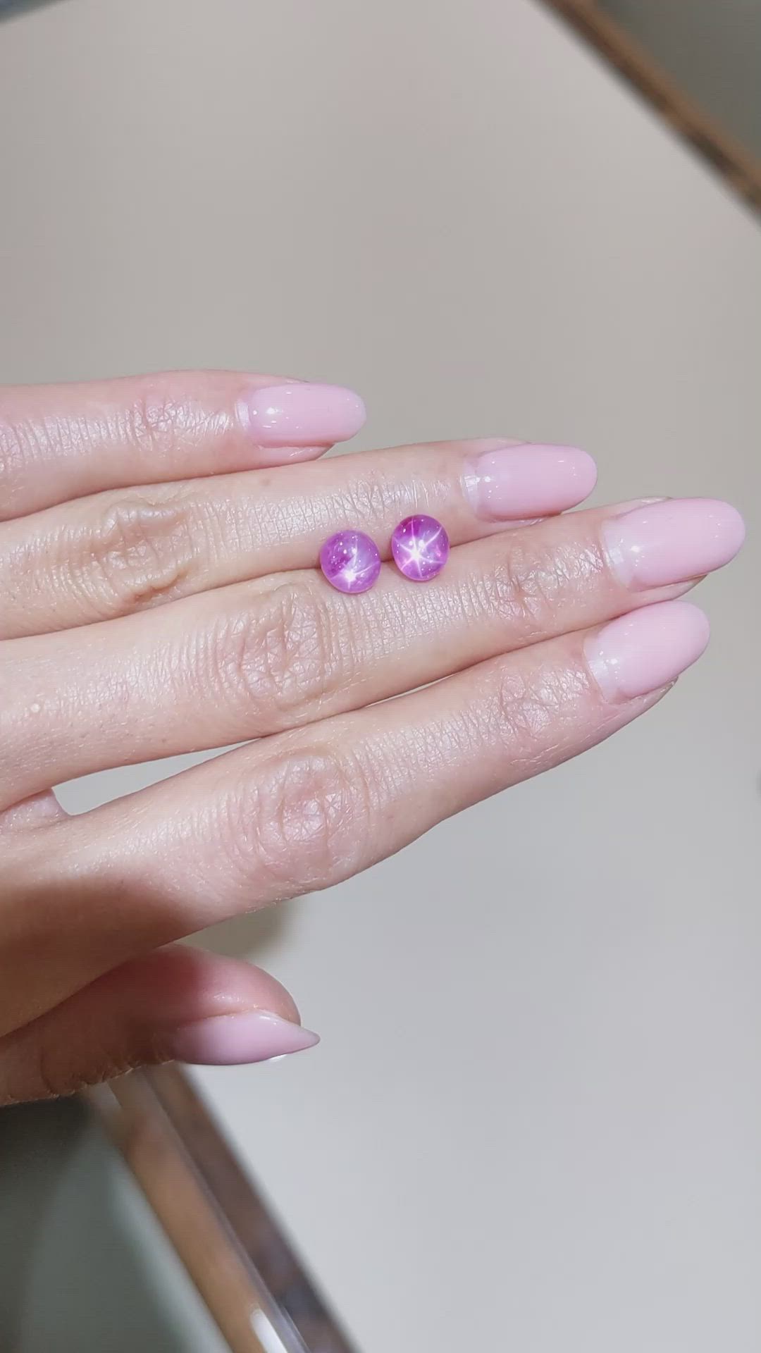 3.40 Ct.Tw.Total Carat Weight Pink Star Sapphire Pair from Burma (Myanmar) Size Video