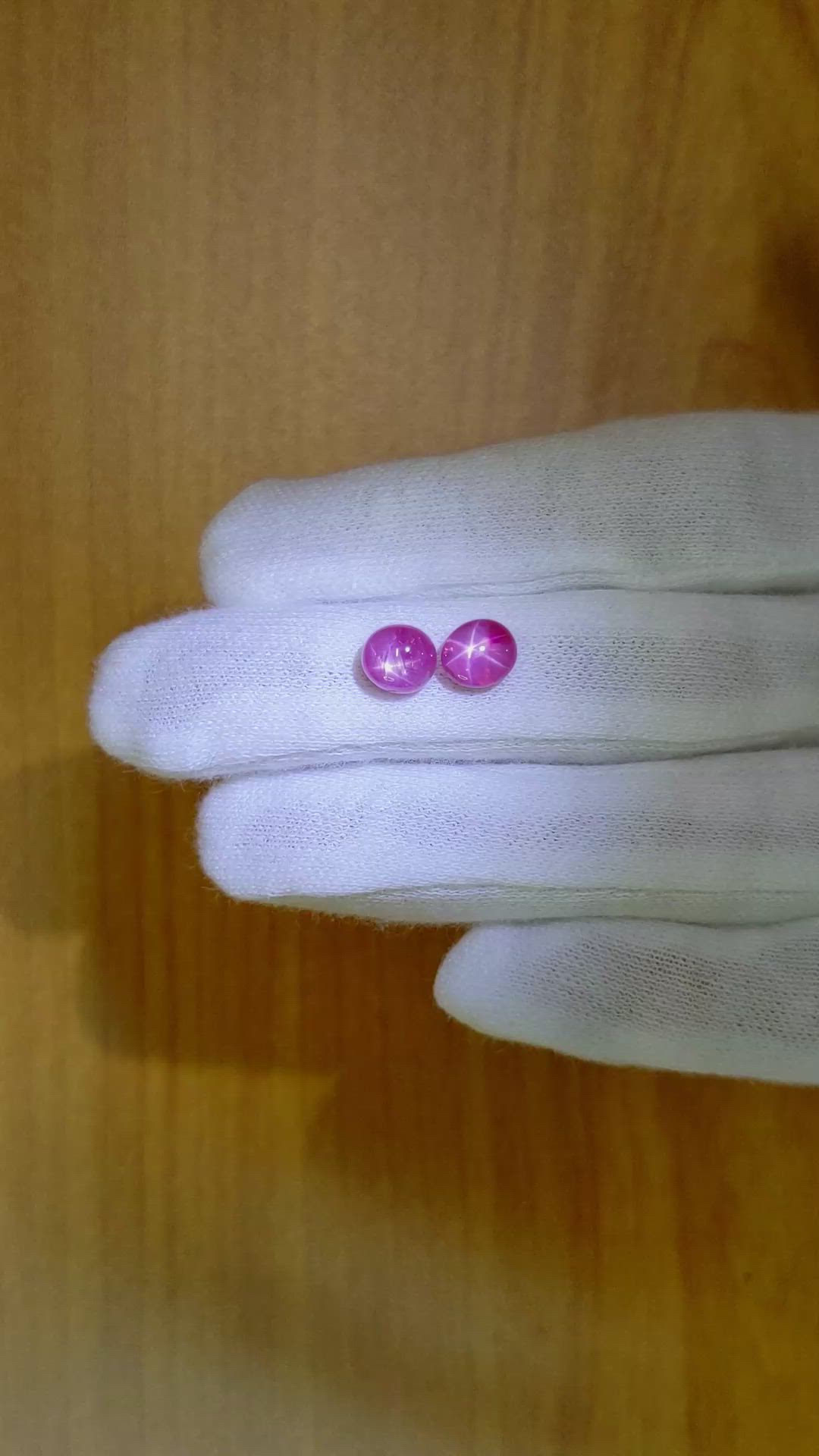 3.40&nbsp;Ct.Tw.Total Carat Weight Pink Star Sapphire Pair from Burma (Myanmar) Size Video