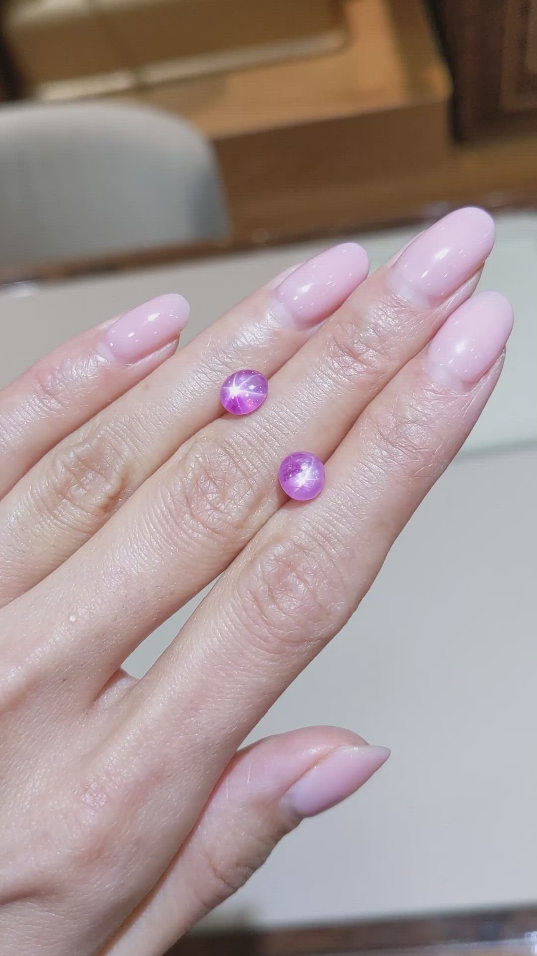 3.40 Ct.Tw.Total Carat Weight Pink Star Sapphire Pair from Burma (Myanmar) Size Video