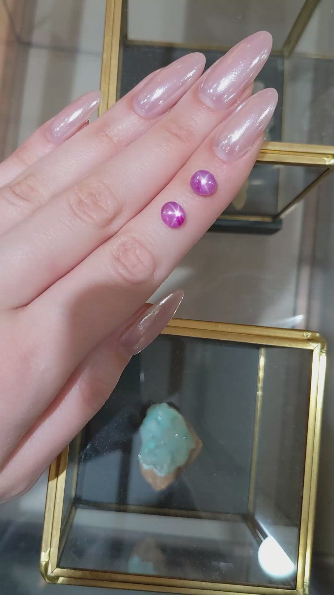 3.40 Ct.Tw.Total Carat Weight Pink Star Sapphire Pair from Burma (Myanmar) Size Video