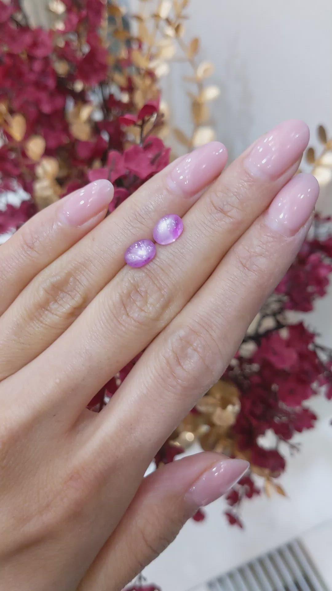 4.00 Ct.Tw.Total Carat Weight Pink Star Sapphire Pair from Burma (Myanmar) Size Video