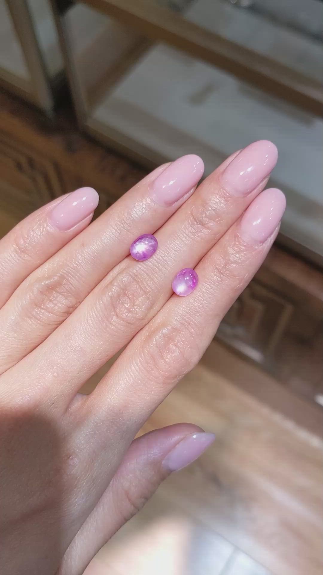 4.00 Ct.Tw.Total Carat Weight Pink Star Sapphire Pair from Burma (Myanmar) Size Video