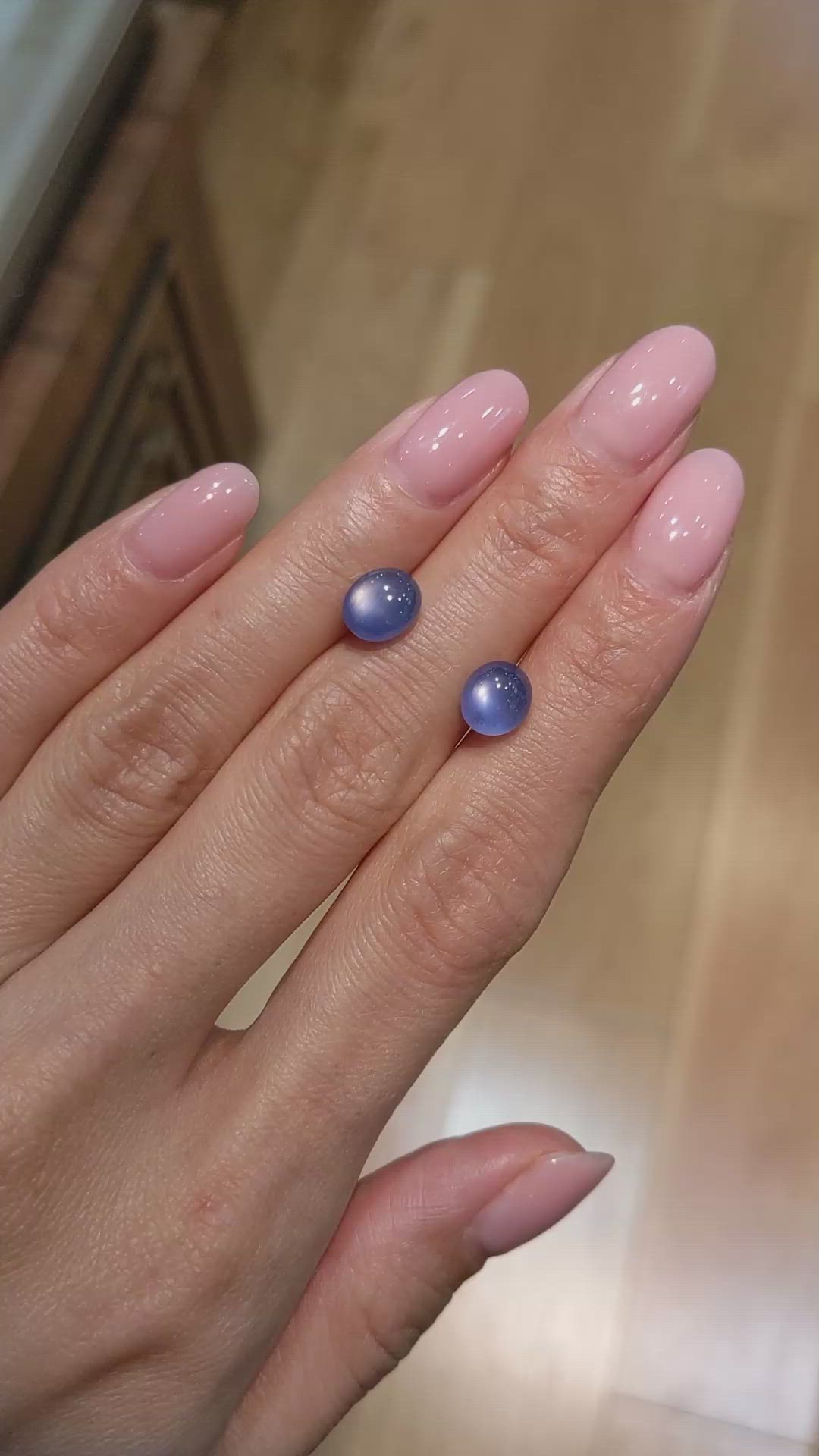 5.20 Ct.Tw.Total Carat Weight Blue Star Sapphire Pair from Burma (Myanmar) Size Video