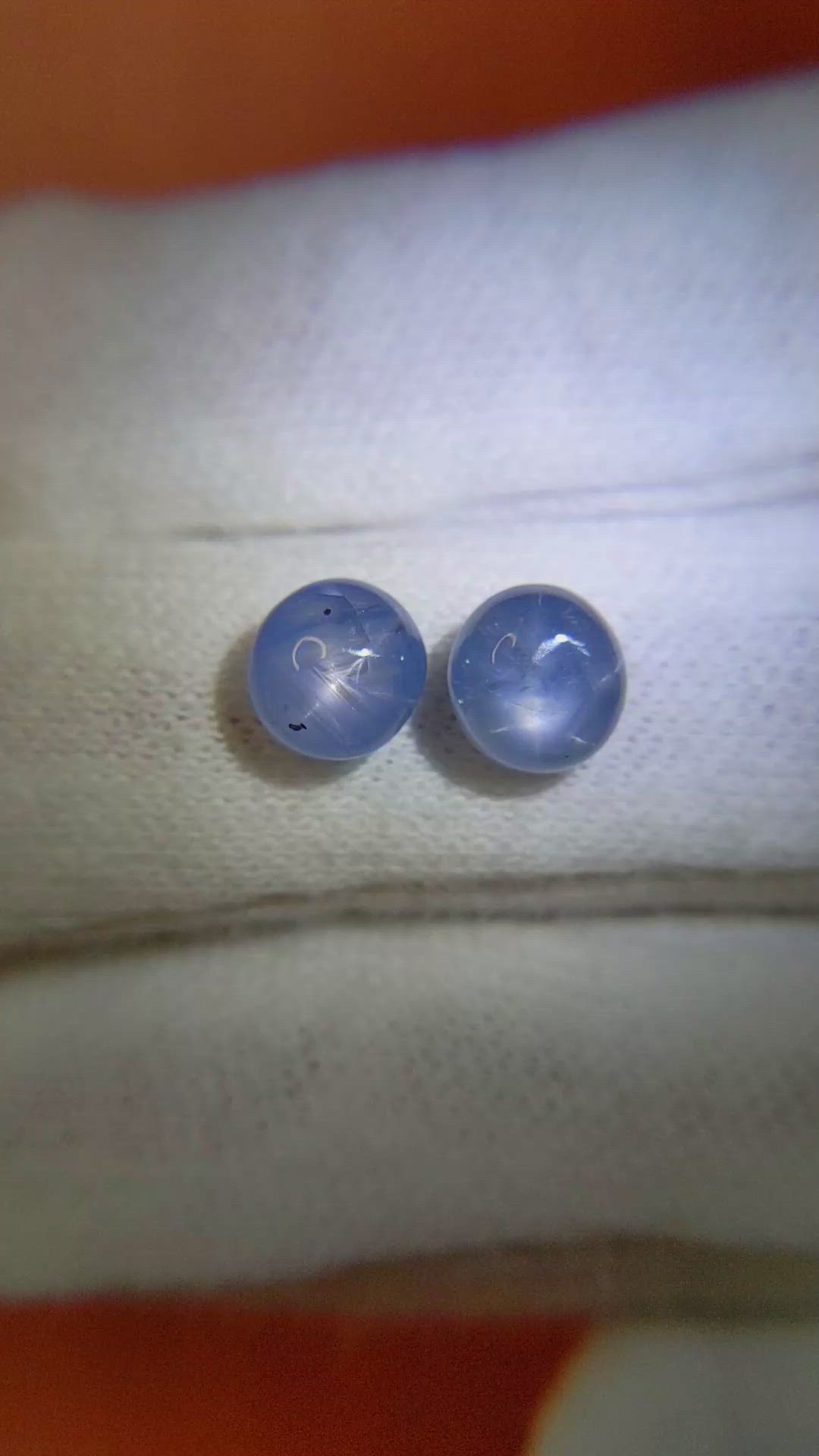 5.04 Ct.Tw.Total Carat Weight Blue Star Sapphire Pair from Burma (Myanmar) Size Video