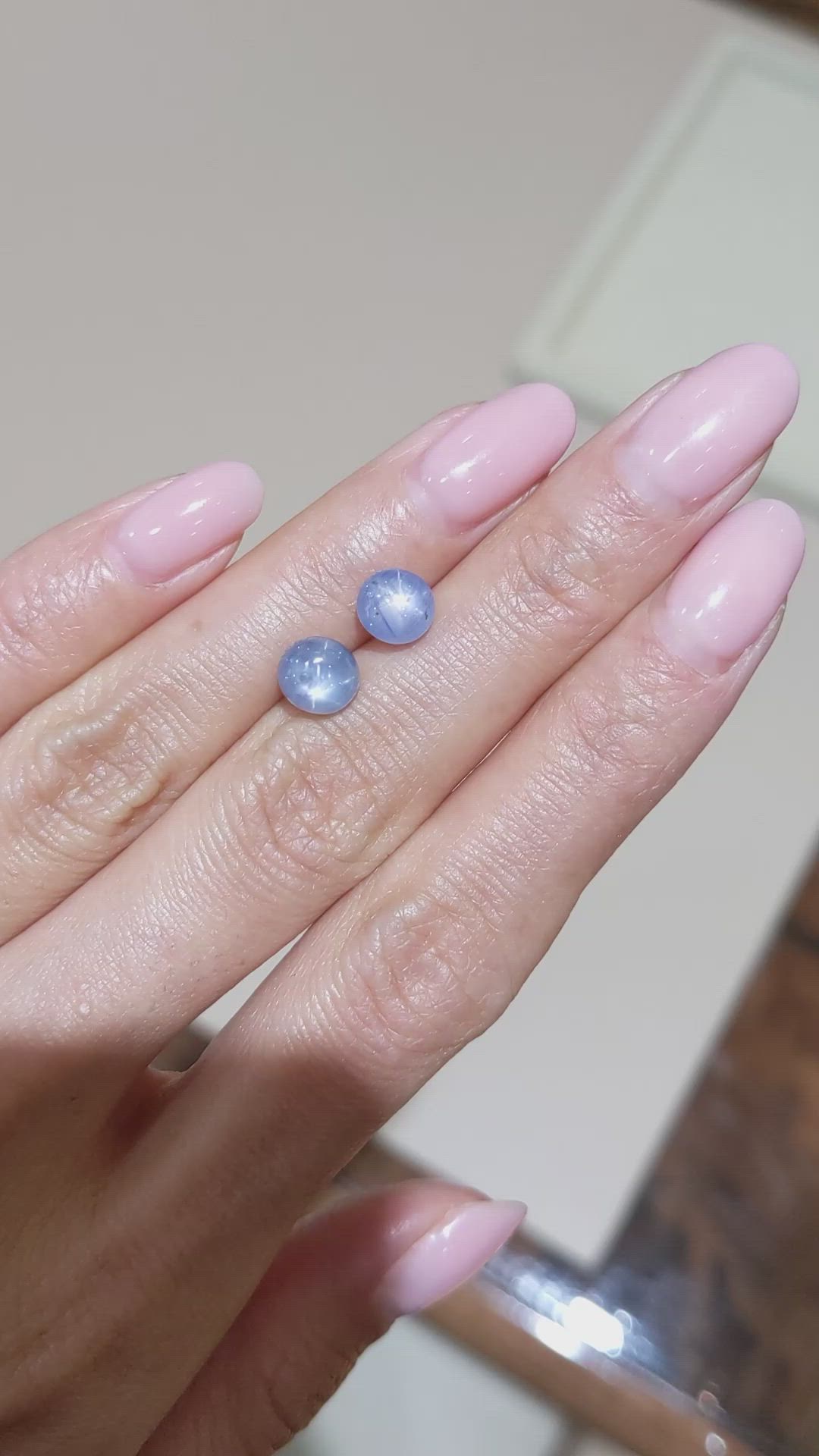 5.04 Ct.Tw.Total Carat Weight Blue Star Sapphire Pair from Burma (Myanmar) Size Video