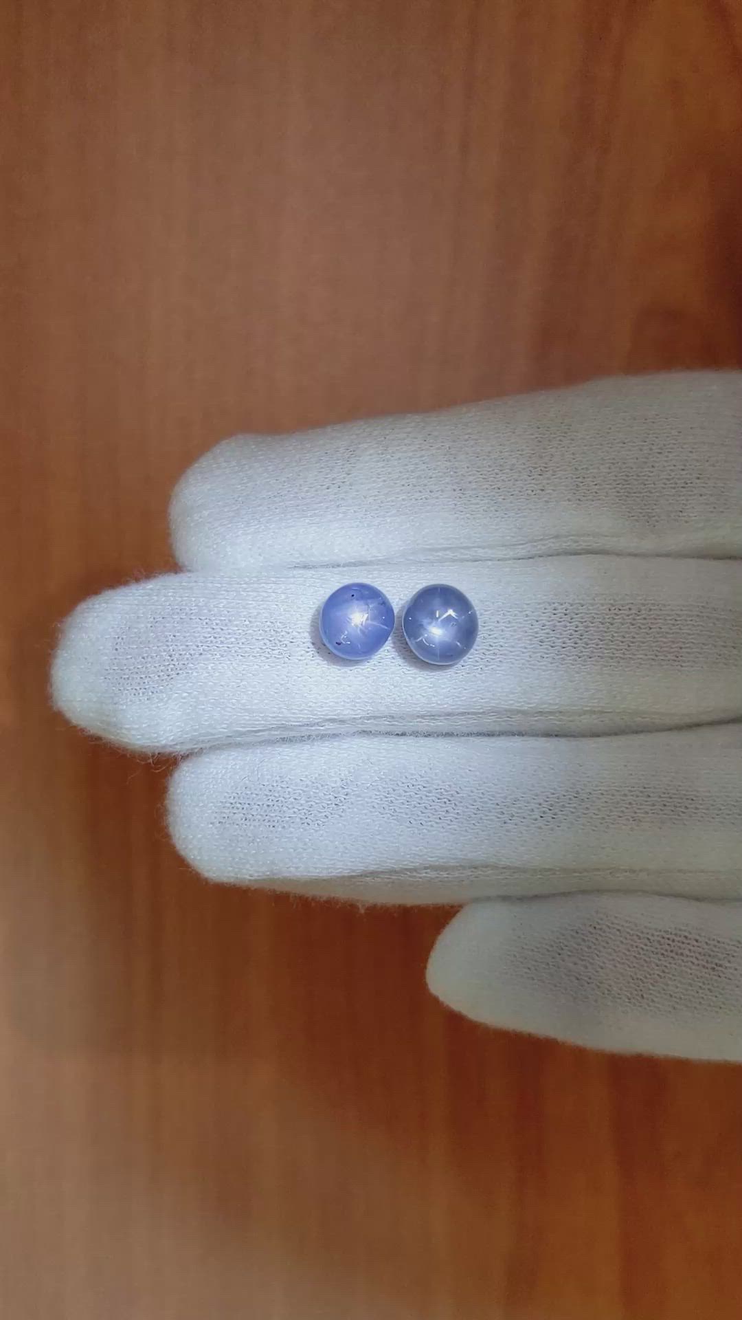 5.04 Ct.Tw.Total Carat Weight Blue Star Sapphire Pair from Burma (Myanmar) Size Video