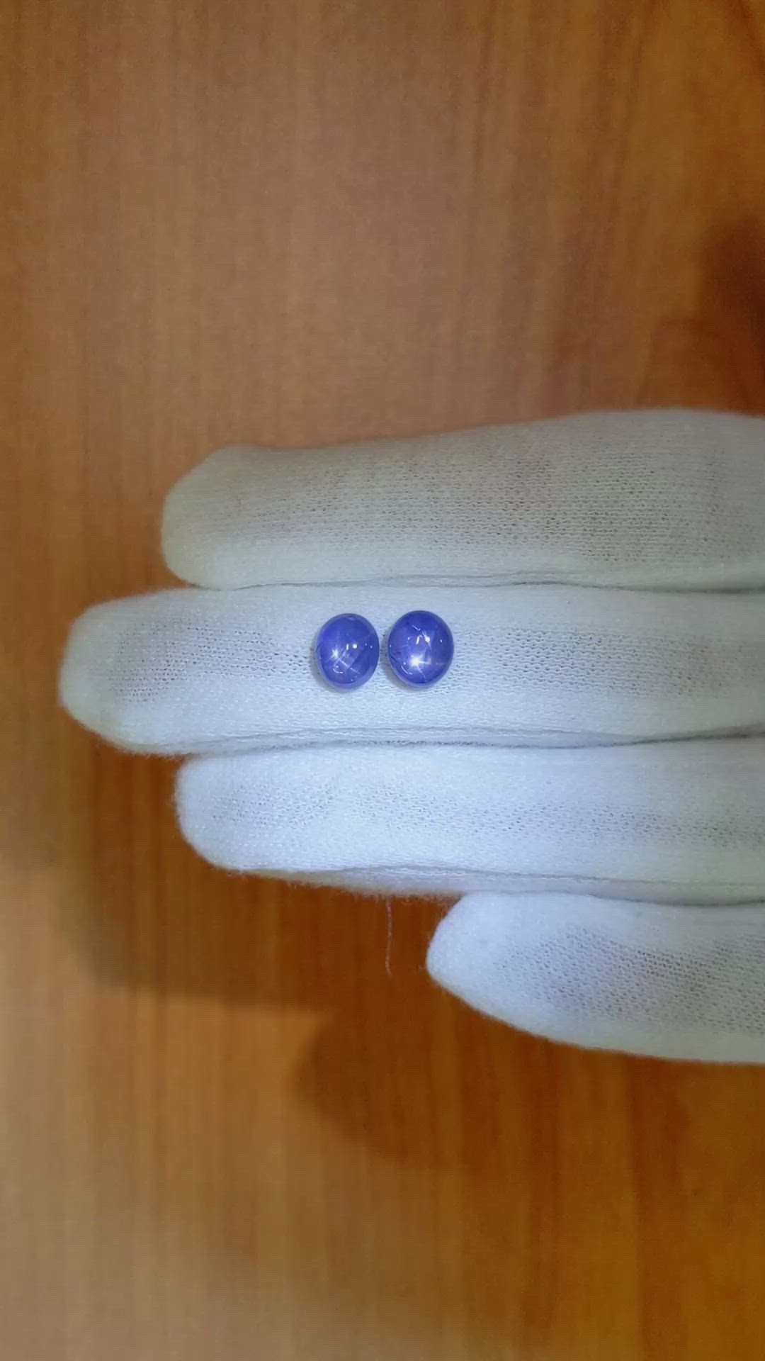 3.87&nbsp;Ct.Tw.Total Carat Weight Blue Star Sapphire Pair from Burma (Myanmar) Size Video