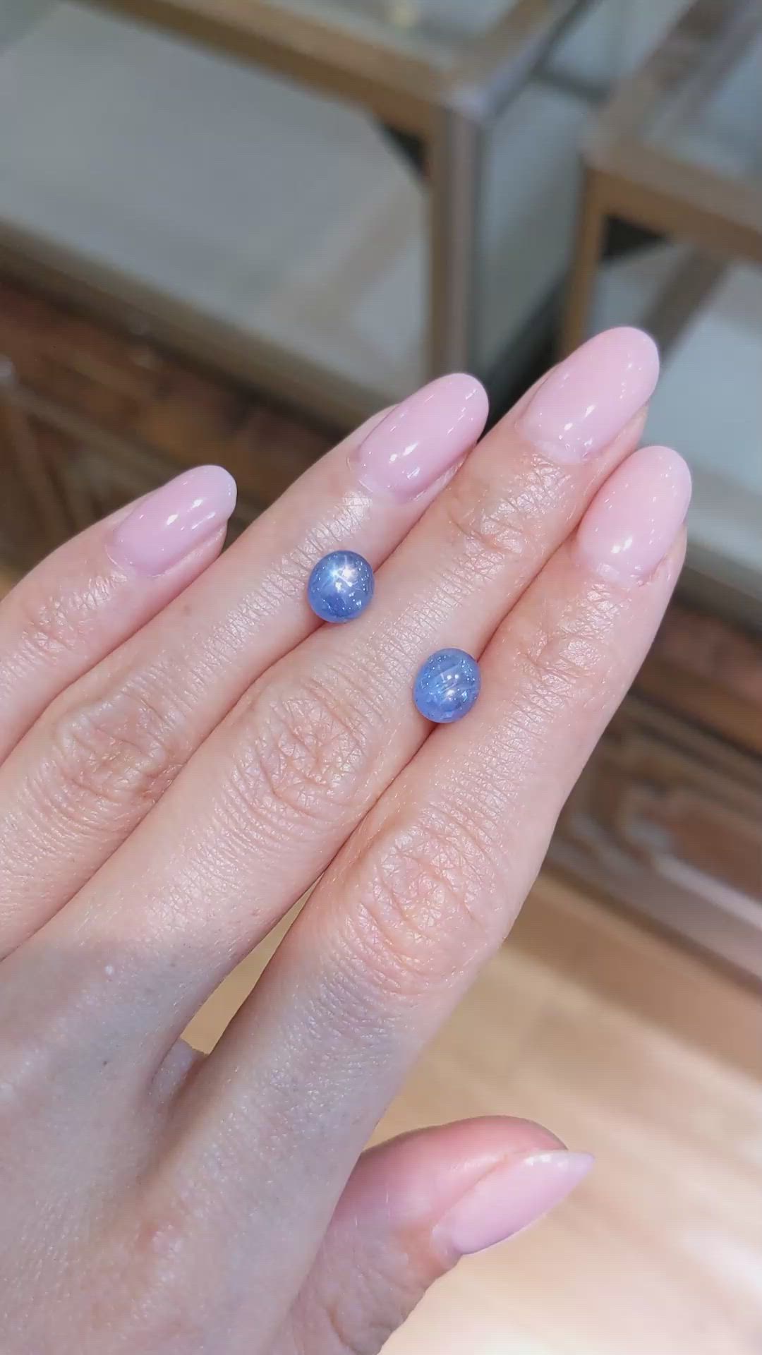 3.87 Ct.Tw.Total Carat Weight Blue Star Sapphire Pair from Burma (Myanmar) Size Video