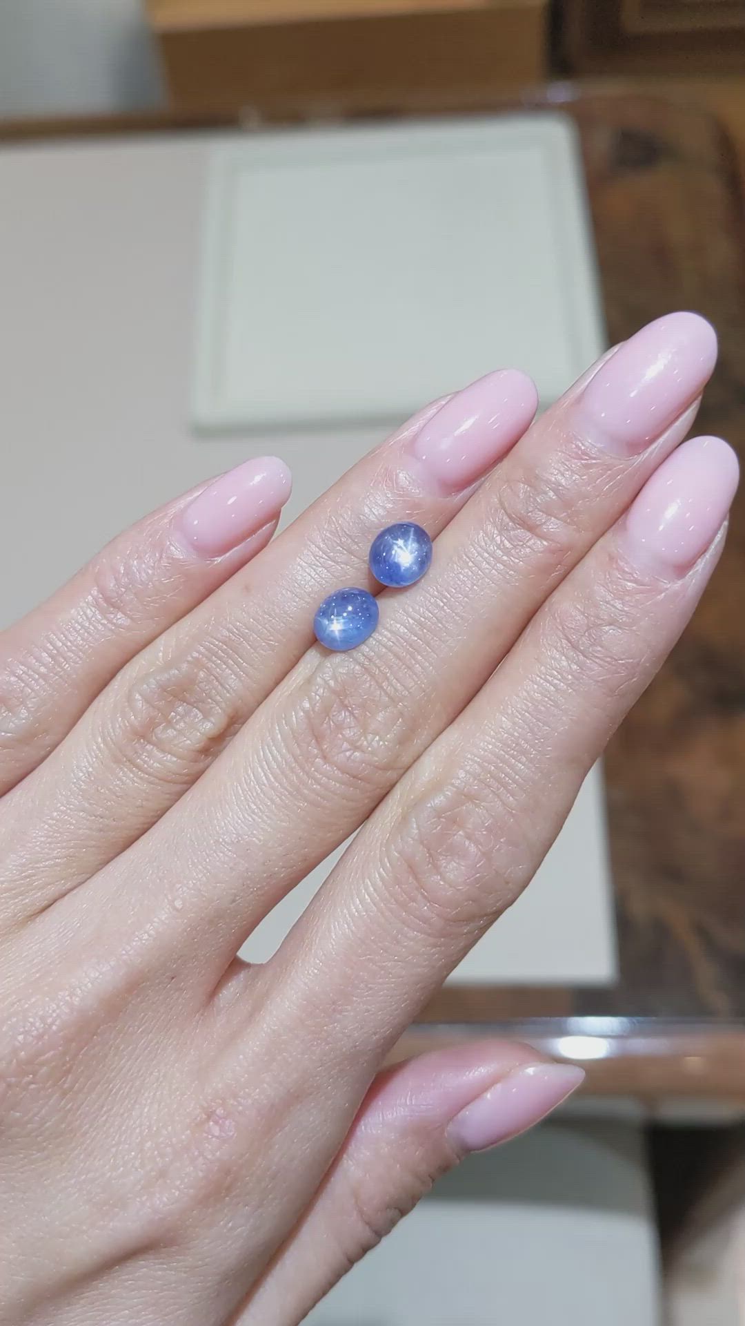 3.87 Ct.Tw.Total Carat Weight Blue Star Sapphire Pair from Burma (Myanmar) Size Video