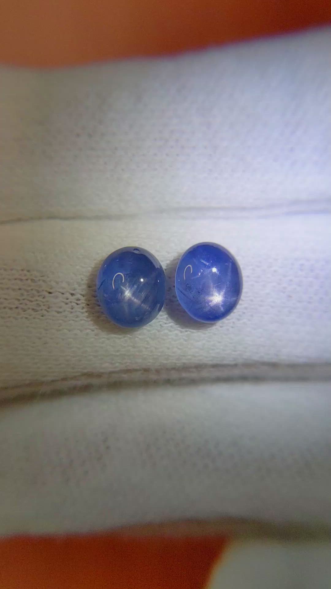 3.87&nbsp;Ct.Tw.Total Carat Weight Blue Star Sapphire Pair from Burma (Myanmar) Size Video
