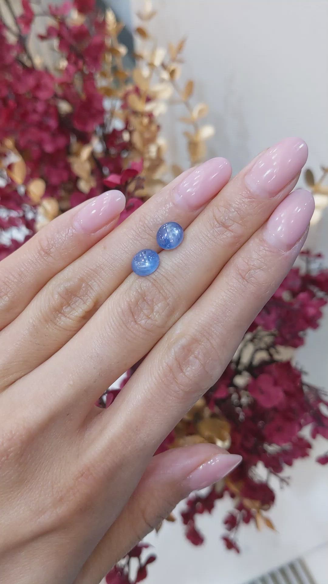 3.87 Ct.Tw.Total Carat Weight Blue Star Sapphire Pair from Burma (Myanmar) Size Video