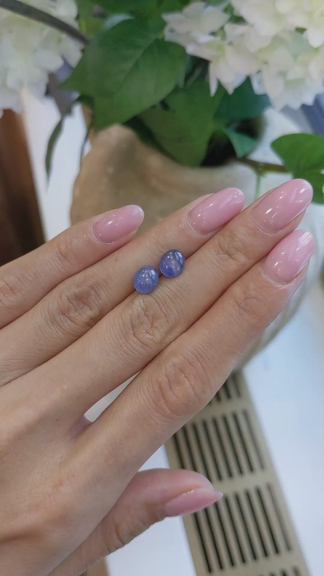 3.87 Ct.Tw.Total Carat Weight Blue Star Sapphire Pair from Burma (Myanmar) Size Video