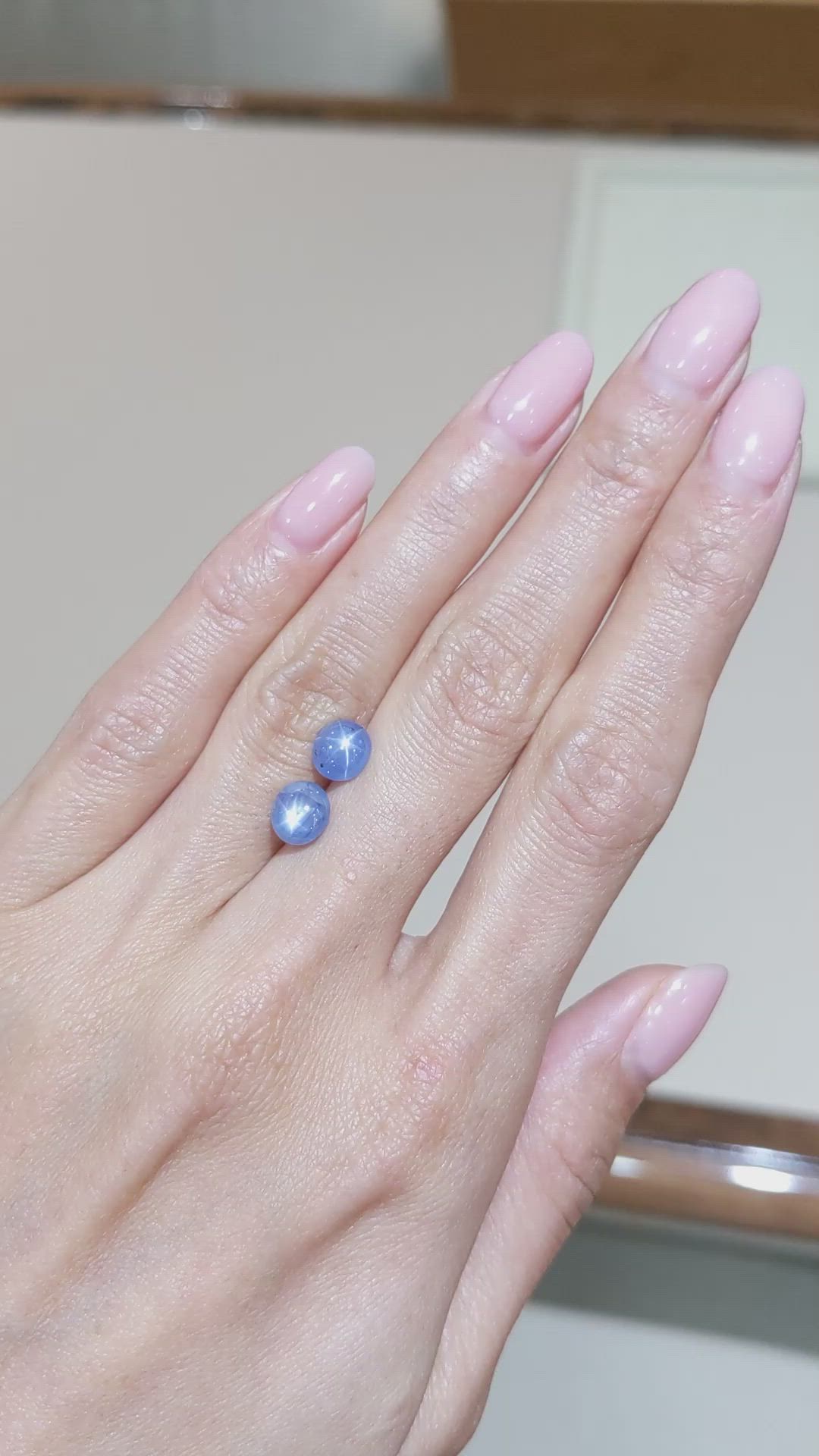 3.90 Ct.Tw.Total Carat Weight Blue Star Sapphire Pair from Burma (Myanmar) Size Video