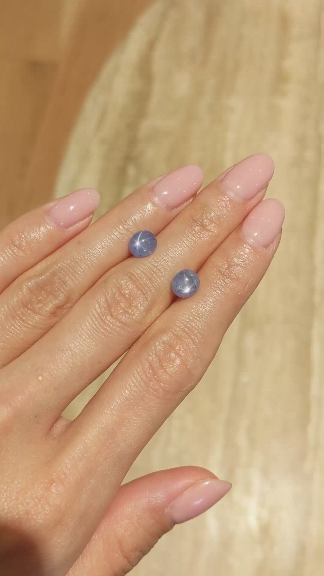 3.90 Ct.Tw.Total Carat Weight Blue Star Sapphire Pair from Burma (Myanmar) Size Video