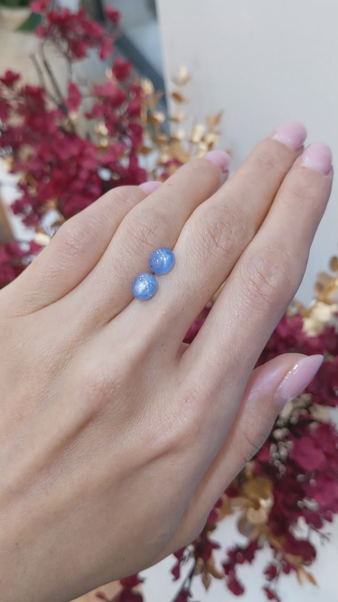 3.90 Ct.Tw.Total Carat Weight Blue Star Sapphire Pair from Burma (Myanmar) Size Video