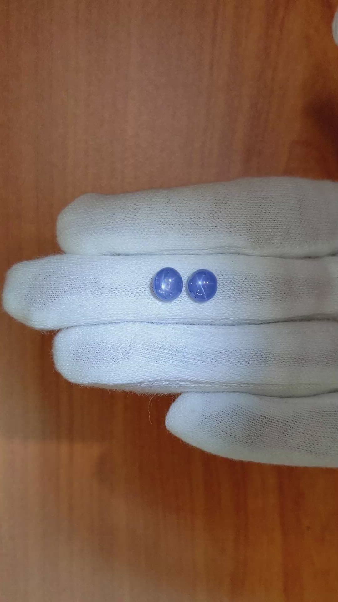 3.90 Ct.Tw.Total Carat Weight Blue Star Sapphire Pair from Burma (Myanmar) Size Video