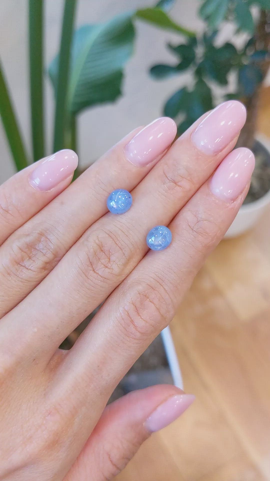 3.90 Ct.Tw.Total Carat Weight Blue Star Sapphire Pair from Burma (Myanmar) Size Video