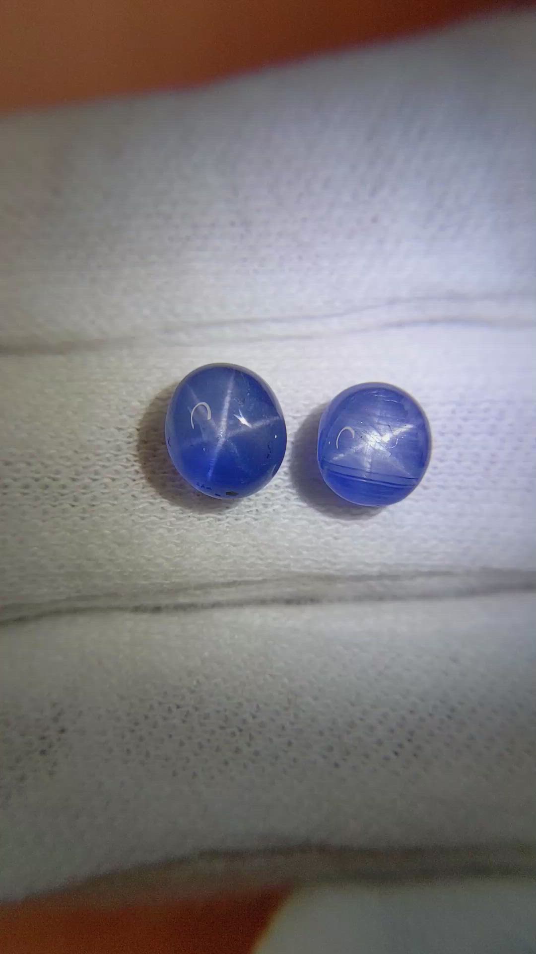 4.87 Ct.Tw.Total Carat Weight Blue Star Sapphire Pair from Burma (Myanmar) Size Video