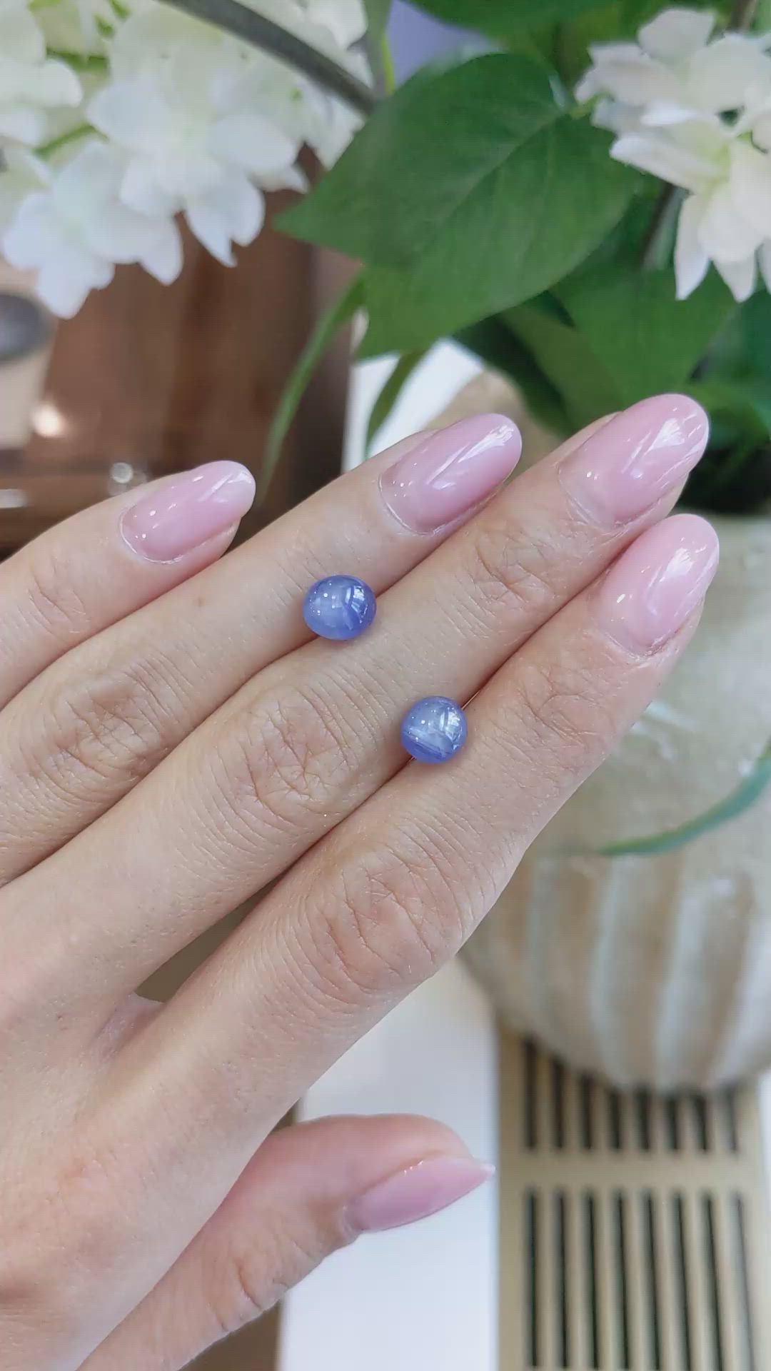 4.87 Ct.Tw.Total Carat Weight Blue Star Sapphire Pair from Burma (Myanmar) Size Video