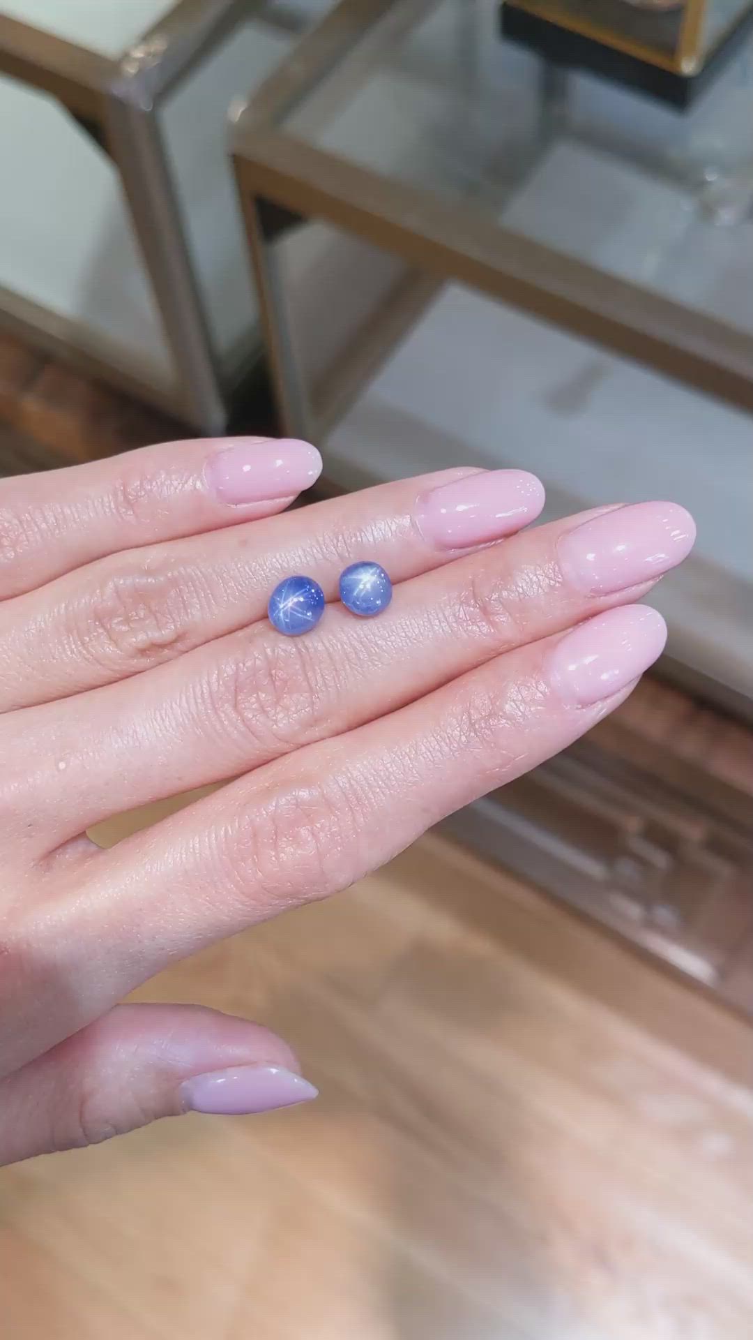 4.87 Ct.Tw.Total Carat Weight Blue Star Sapphire Pair from Burma (Myanmar) Size Video