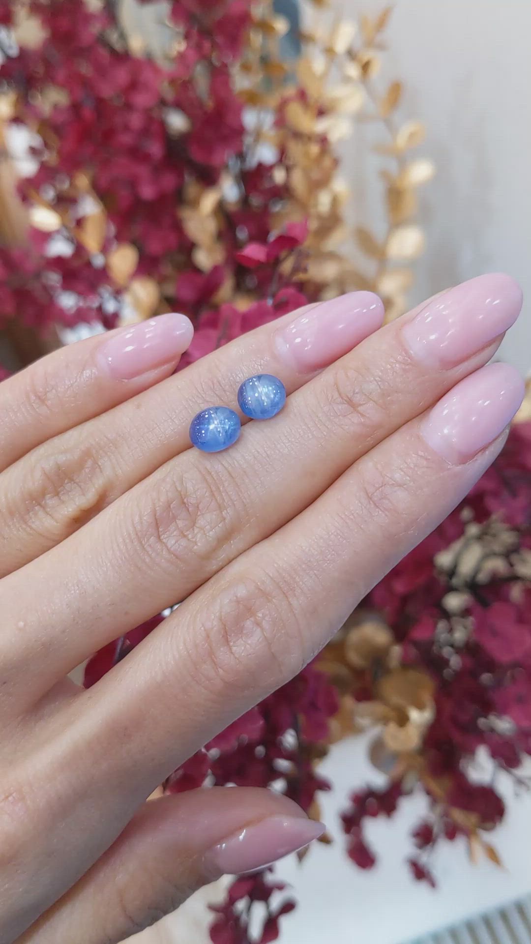 4.87 Ct.Tw.Total Carat Weight Blue Star Sapphire Pair from Burma (Myanmar) Size Video