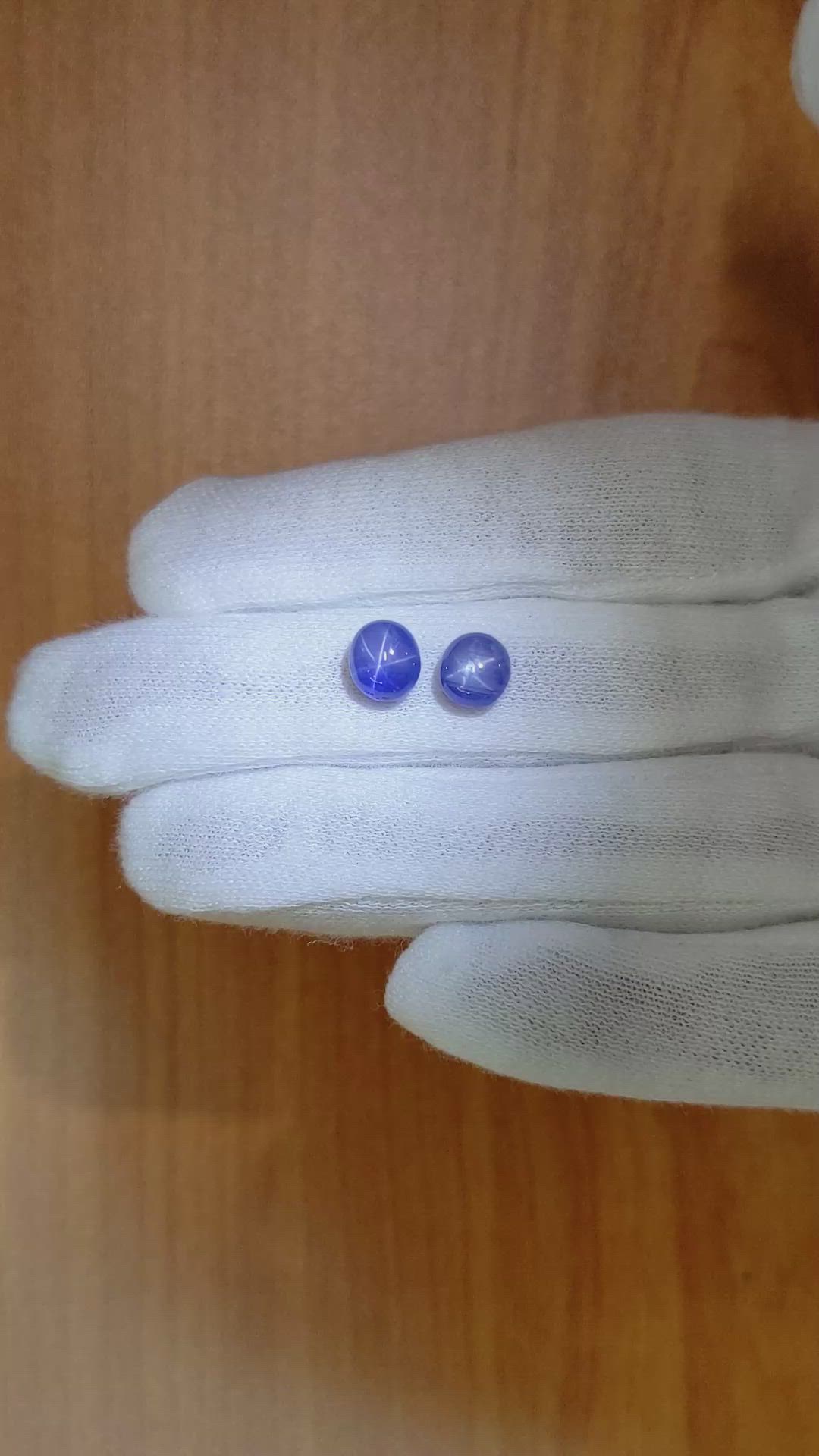 4.87 Ct.Tw.Total Carat Weight Blue Star Sapphire Pair from Burma (Myanmar) Size Video