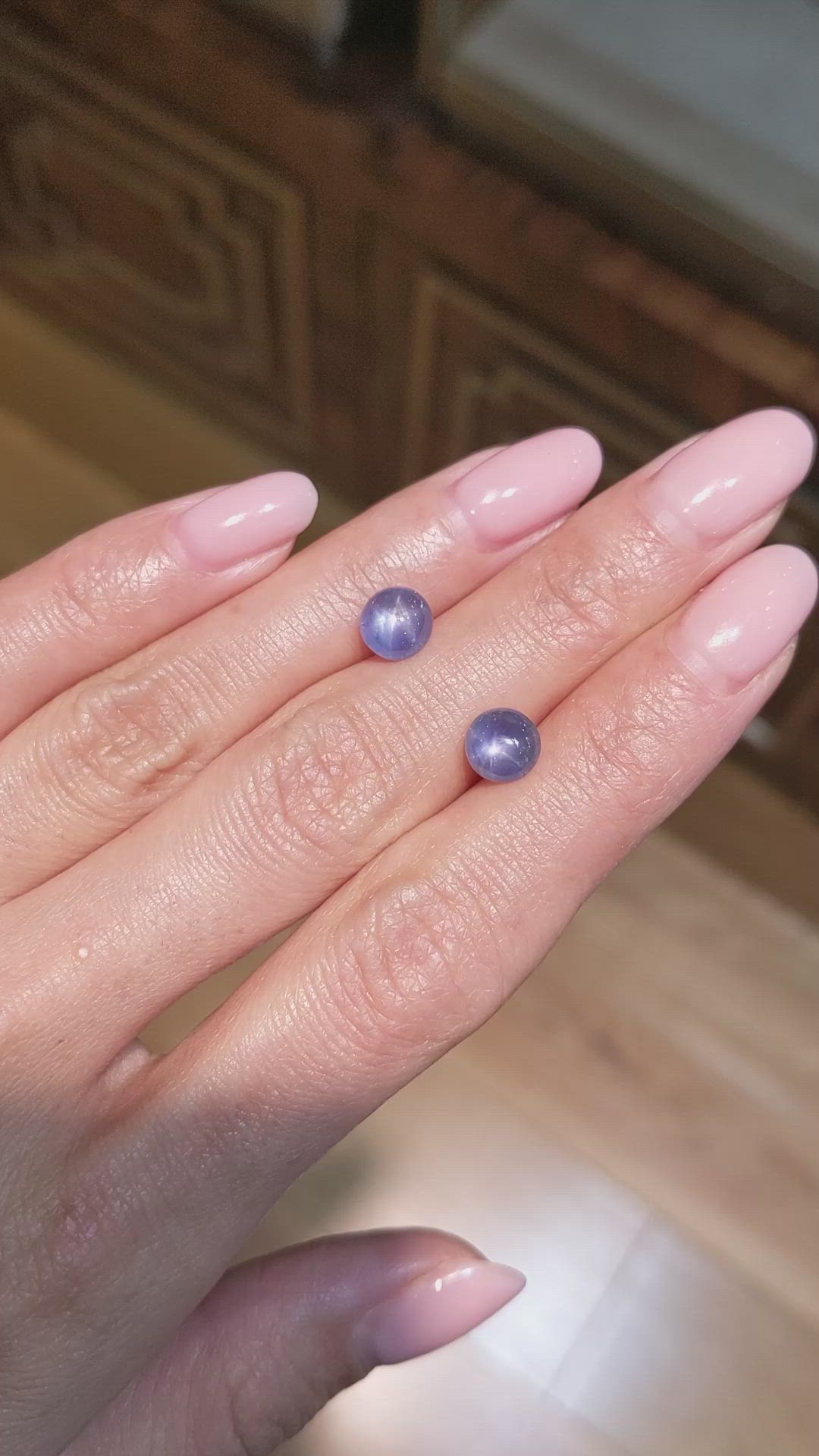 3.82&nbsp;Ct.Tw.Total Carat Weight Blue Star Sapphire Pair from Burma (Myanmar) Size Video