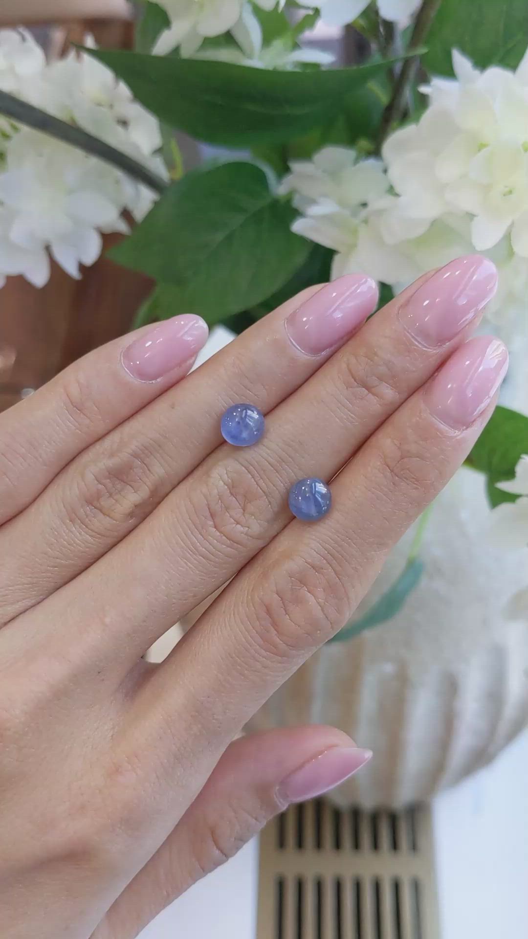 3.82&nbsp;Ct.Tw.Total Carat Weight Blue Star Sapphire Pair from Burma (Myanmar) Size Video