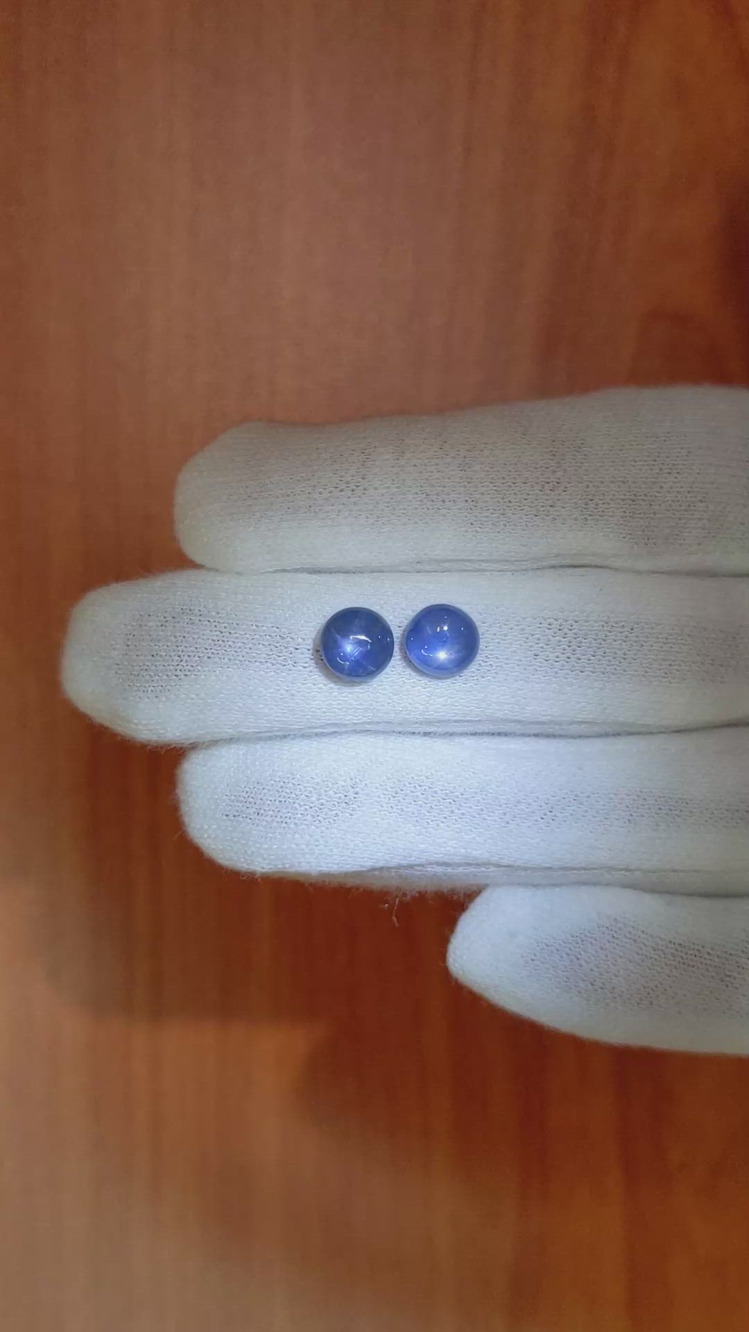 3.82&nbsp;Ct.Tw.Total Carat Weight Blue Star Sapphire Pair from Burma (Myanmar) Size Video
