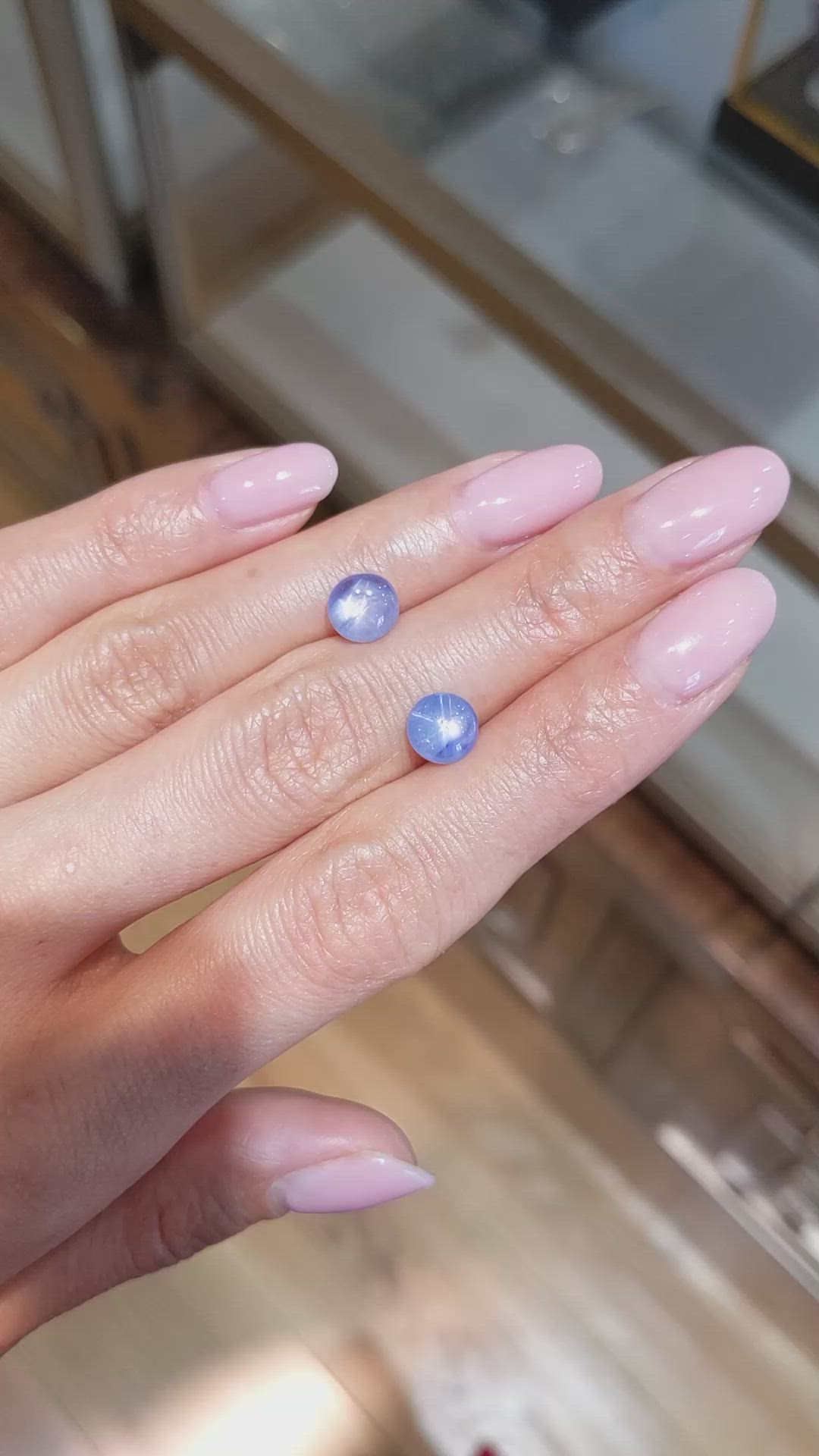 4.50 Ct.Tw.Total Carat Weight Blue Star Sapphire Pair from Burma (Myanmar) Size Video