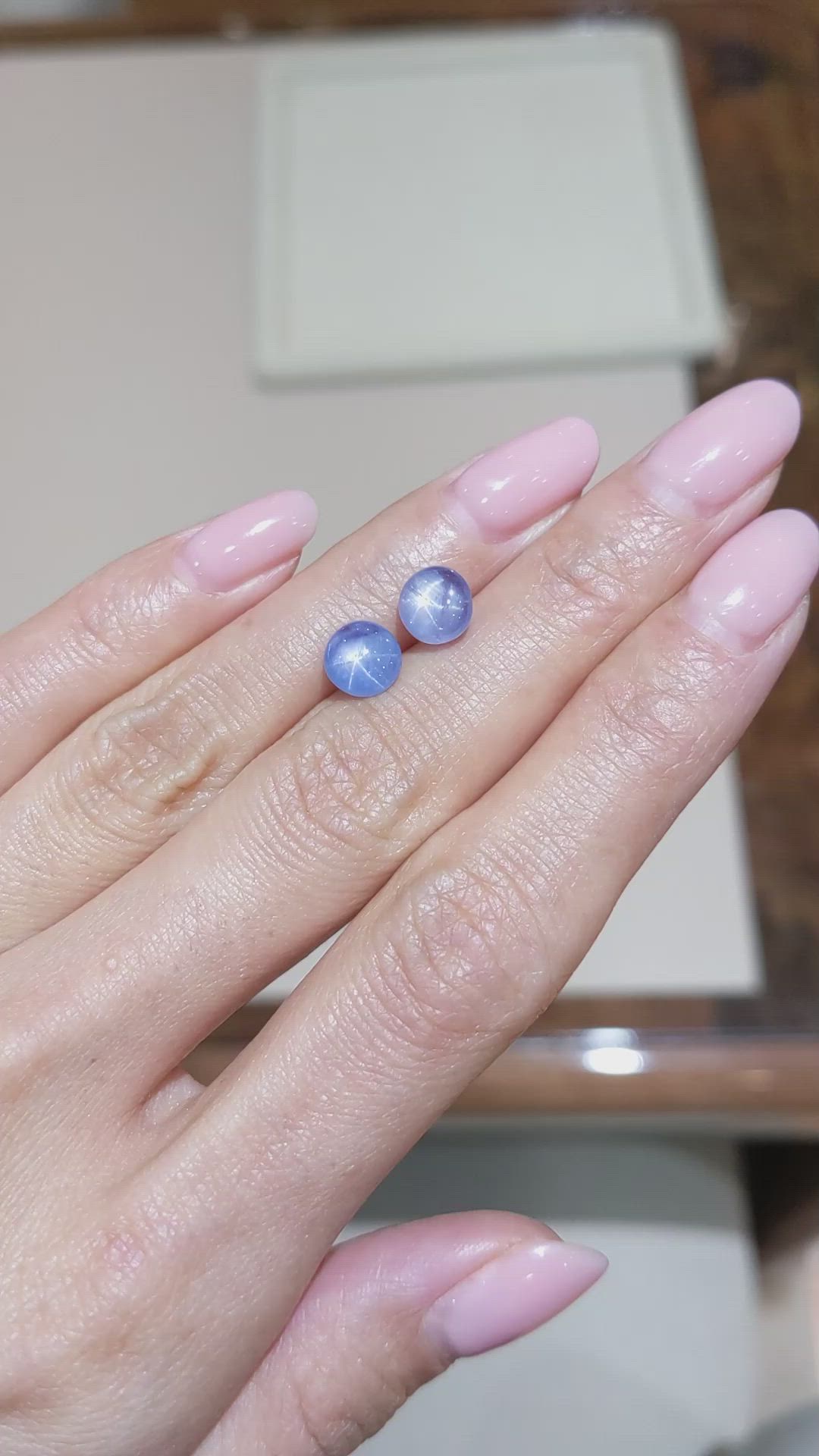4.50 Ct.Tw.Total Carat Weight Blue Star Sapphire Pair from Burma (Myanmar) Size Video