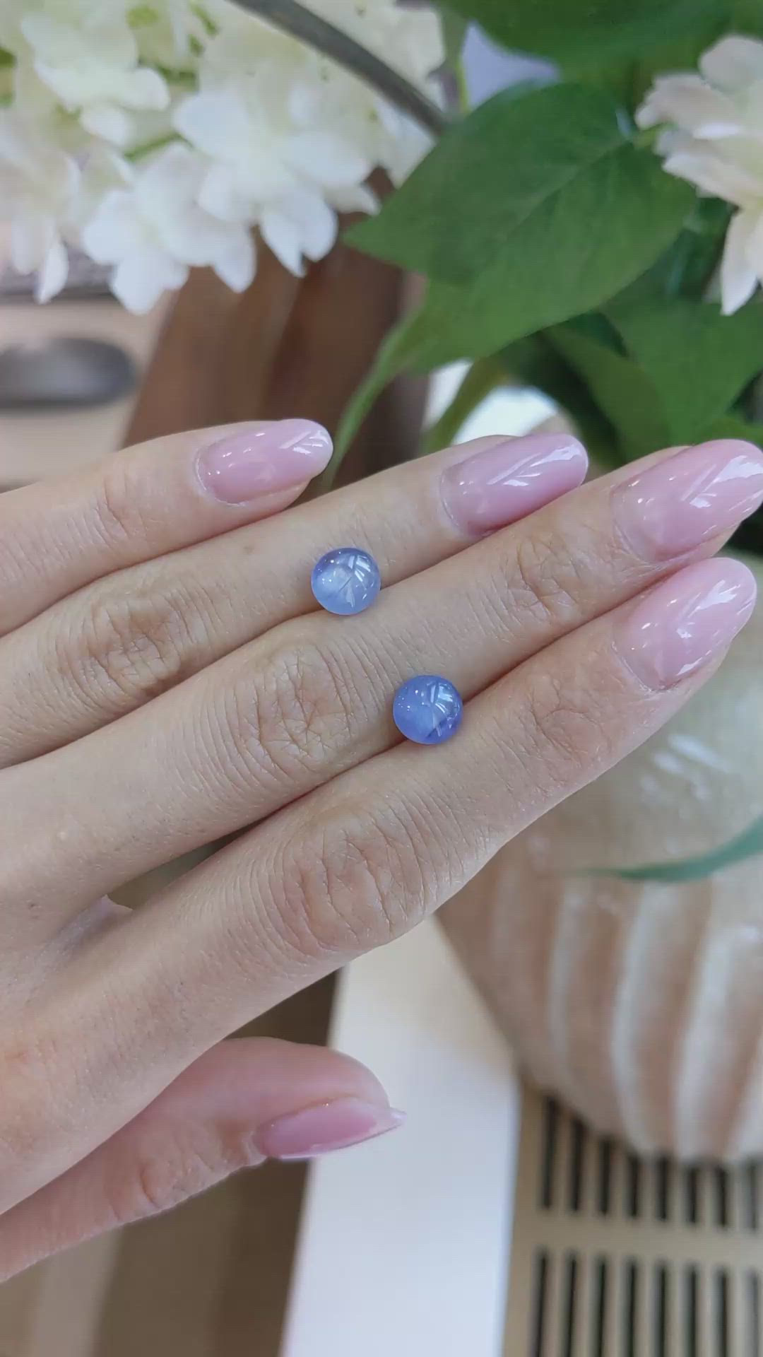 4.50 Ct.Tw.Total Carat Weight Blue Star Sapphire Pair from Burma (Myanmar) Size Video