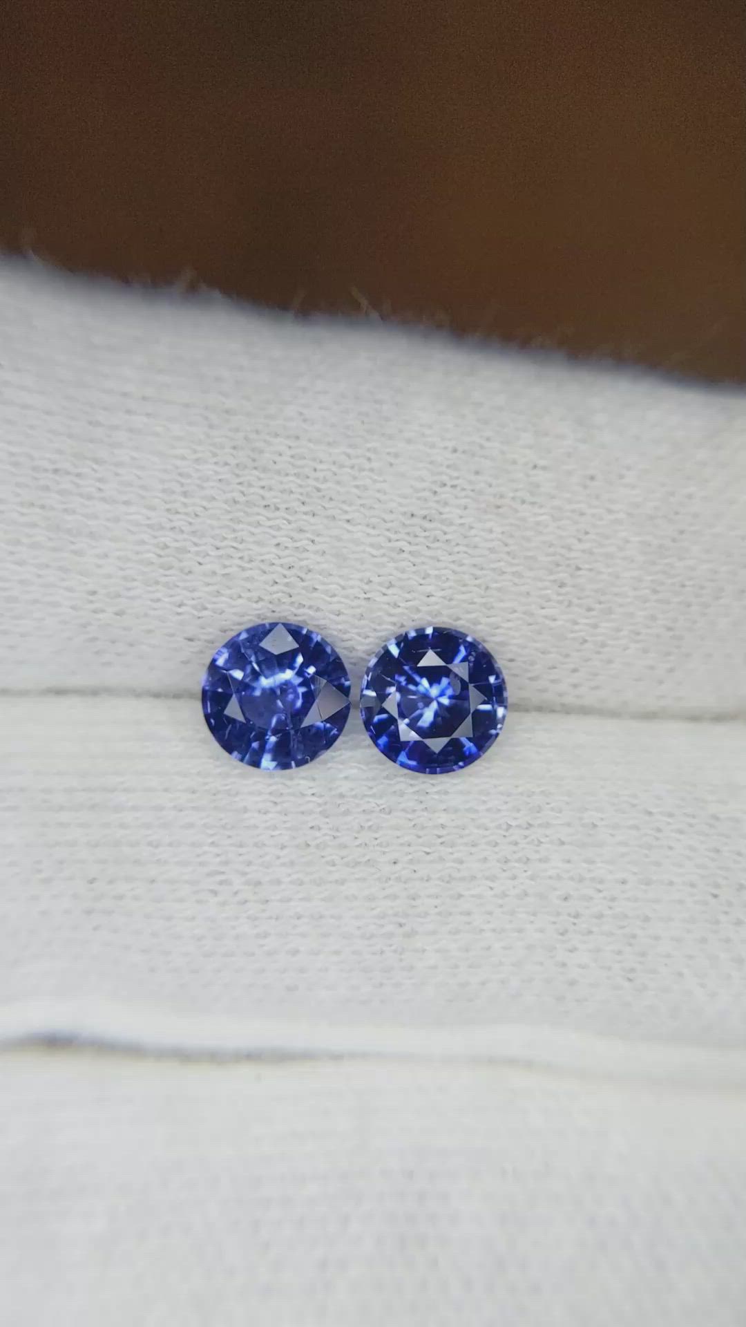 1.69 Ct.Tw.Total Carat Weight Blue Sapphire Pair from Ceylon (Sri Lanka) Size Video