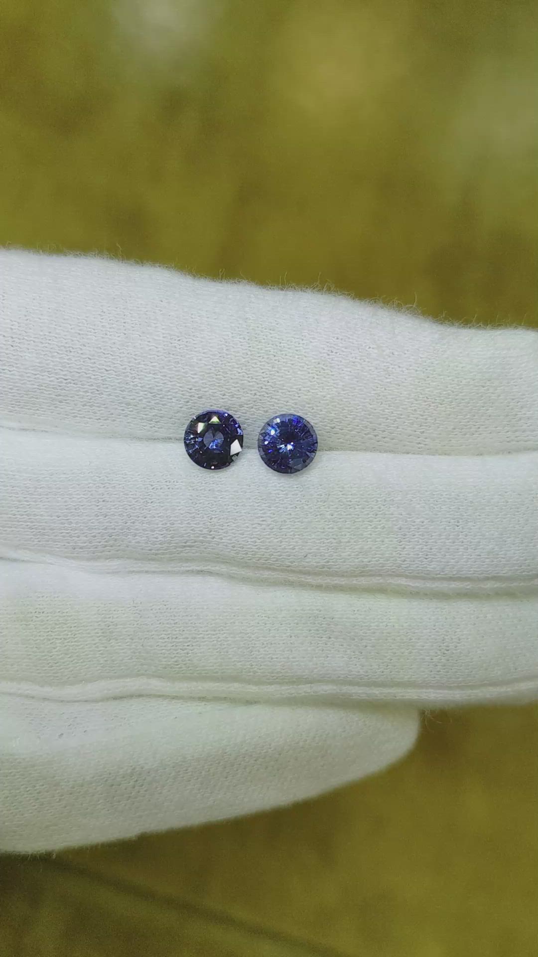 1.95 Ct.Tw.Total Carat Weight Blue Sapphire Pair from Ceylon (Sri Lanka) Size Video