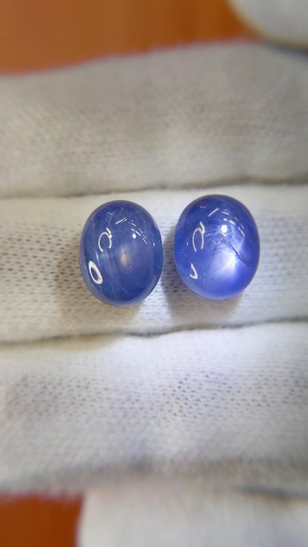 15.26&nbsp;Ct.Tw.Total Carat Weight Blue Star Sapphire Pair from Burma (Myanmar) Size Video