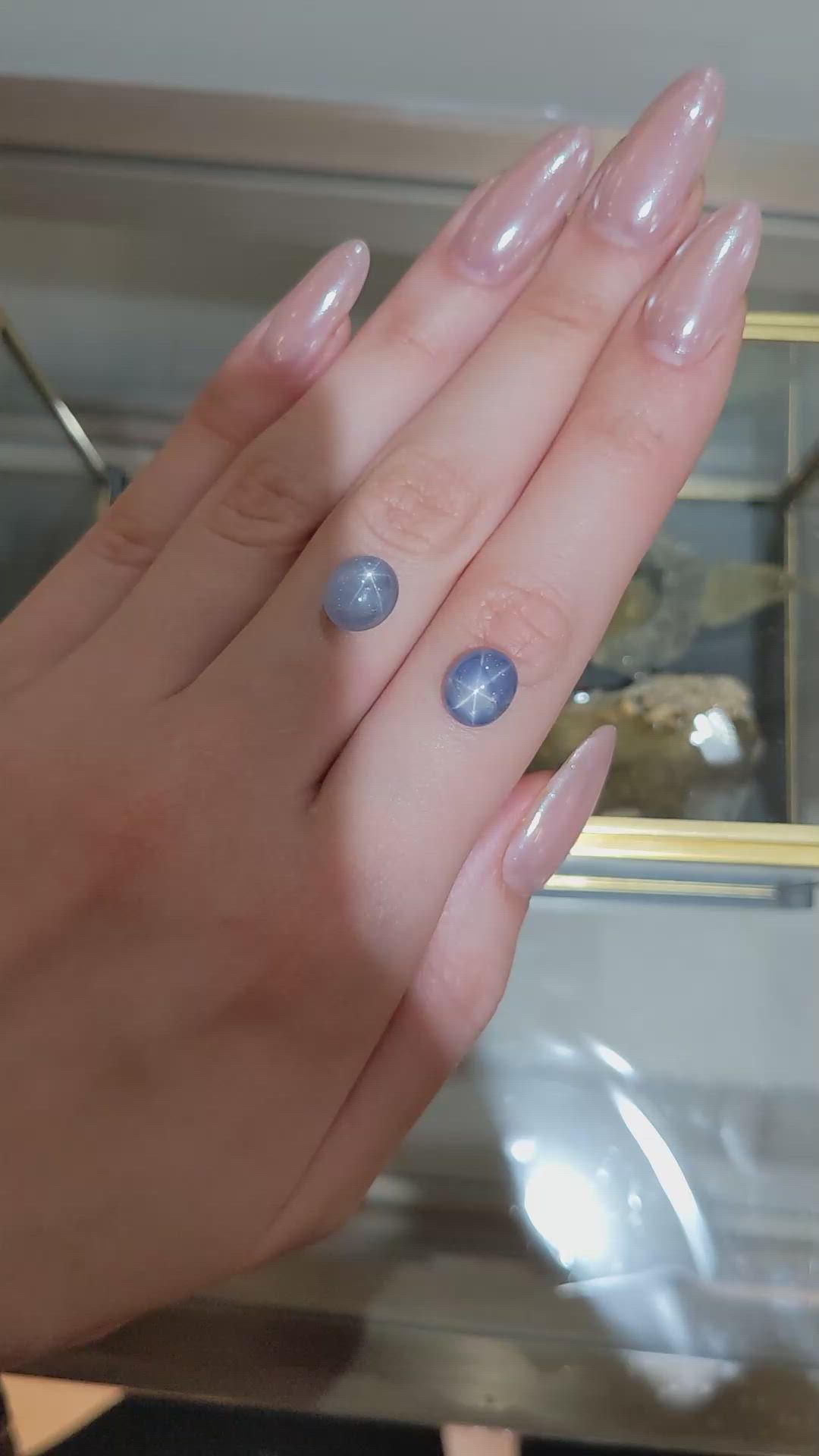 11.33&nbsp;Ct.Tw.Total Carat Weight Blue Star Sapphire Pair from Burma (Myanmar) Size Video