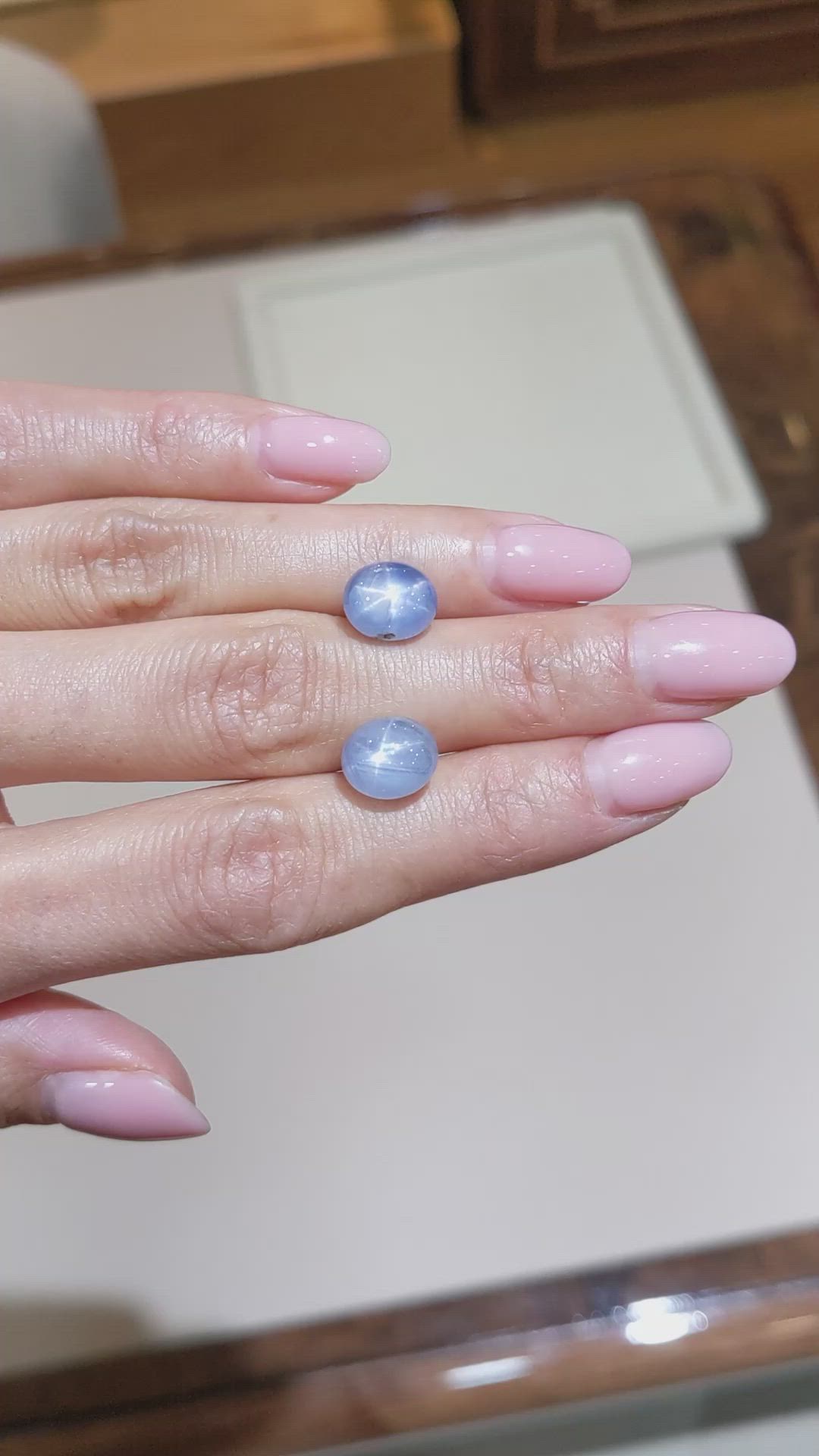 11.33&nbsp;Ct.Tw.Total Carat Weight Blue Star Sapphire Pair from Burma (Myanmar) Size Video