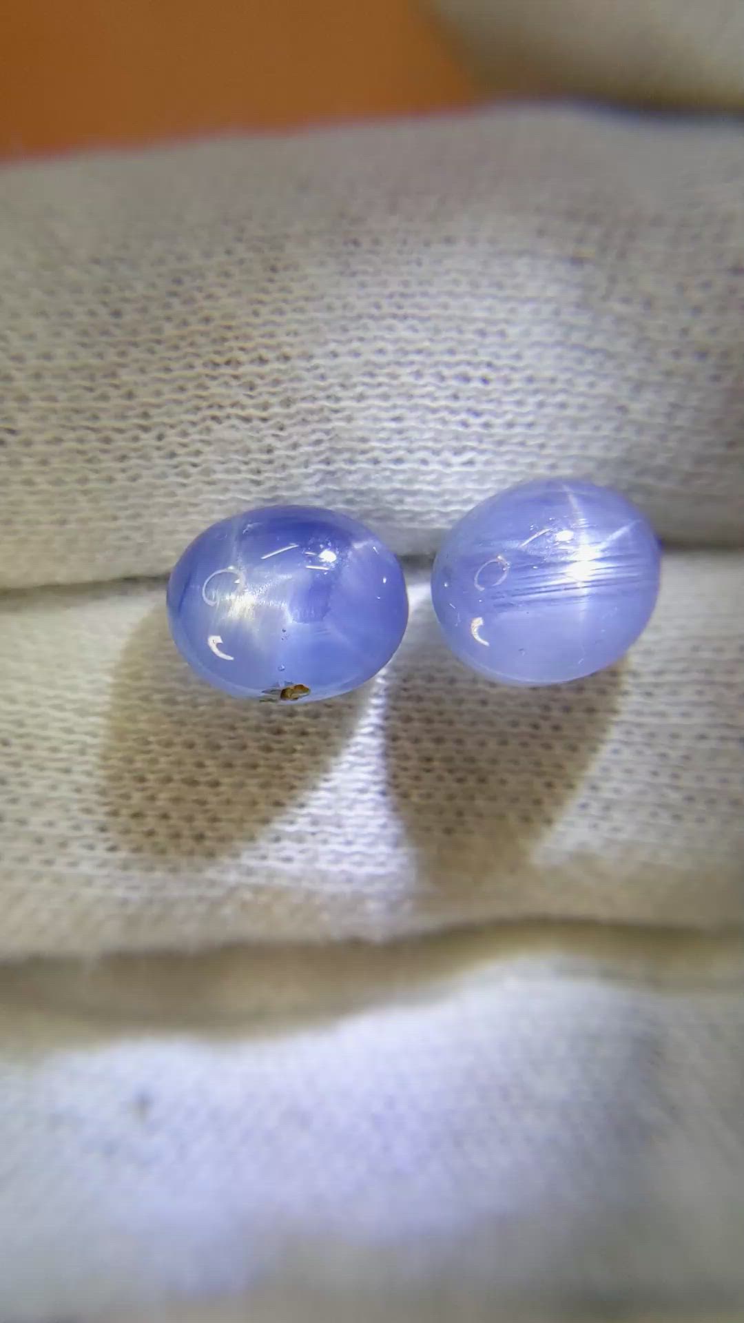 11.33&nbsp;Ct.Tw.Total Carat Weight Blue Star Sapphire Pair from Burma (Myanmar) Size Video