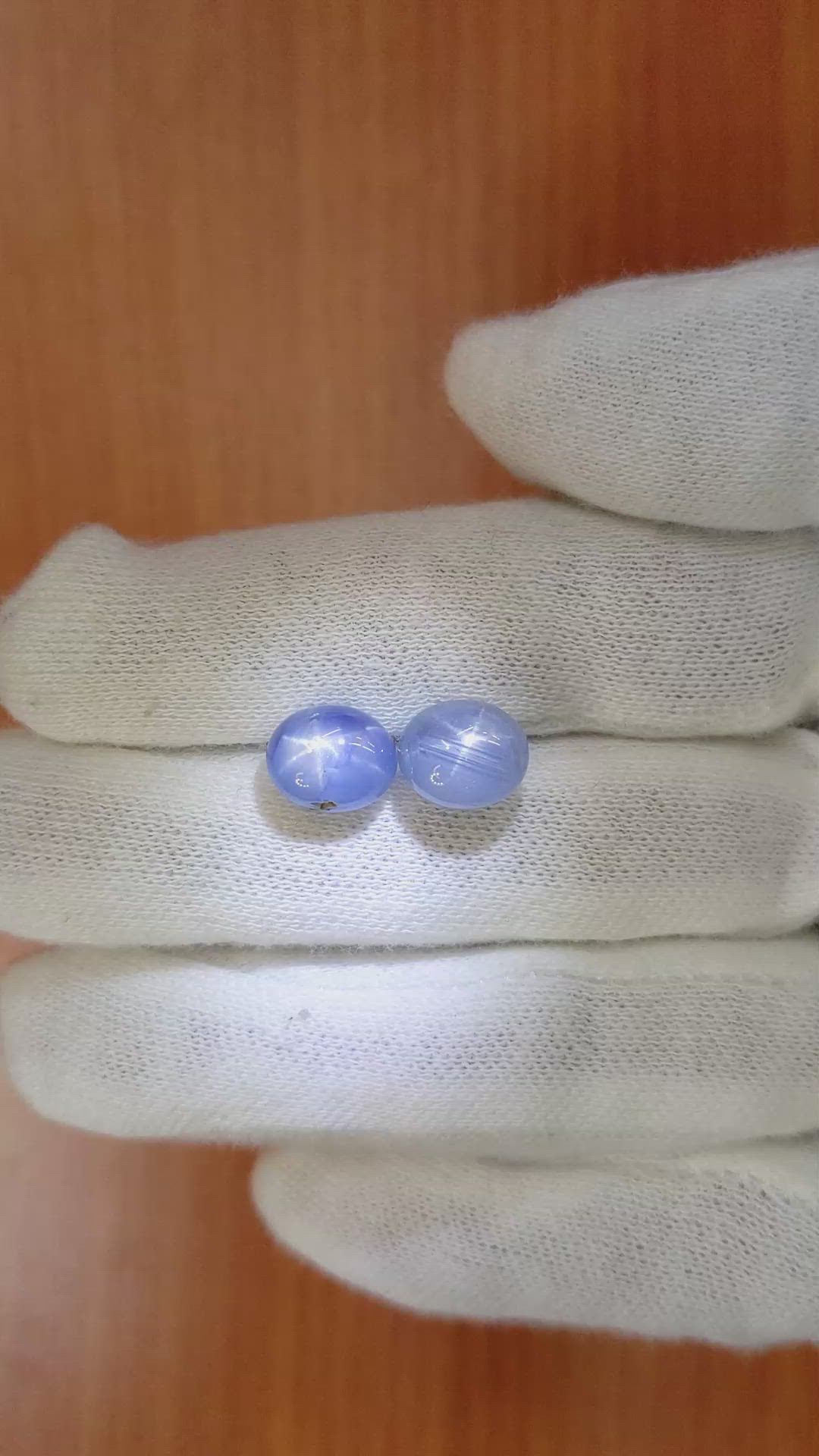 11.33&nbsp;Ct.Tw.Total Carat Weight Blue Star Sapphire Pair from Burma (Myanmar) Size Video
