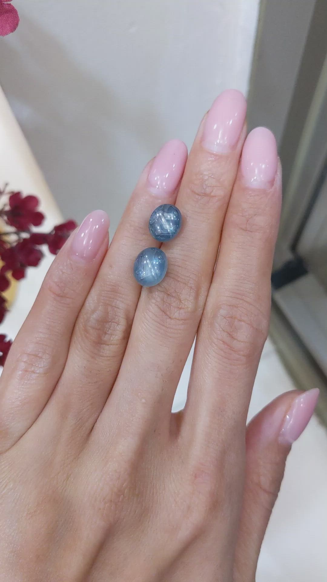 12.29&nbsp;Ct.Tw.Total Carat Weight Blue Star Sapphire Pair from Burma (Myanmar) Size Video