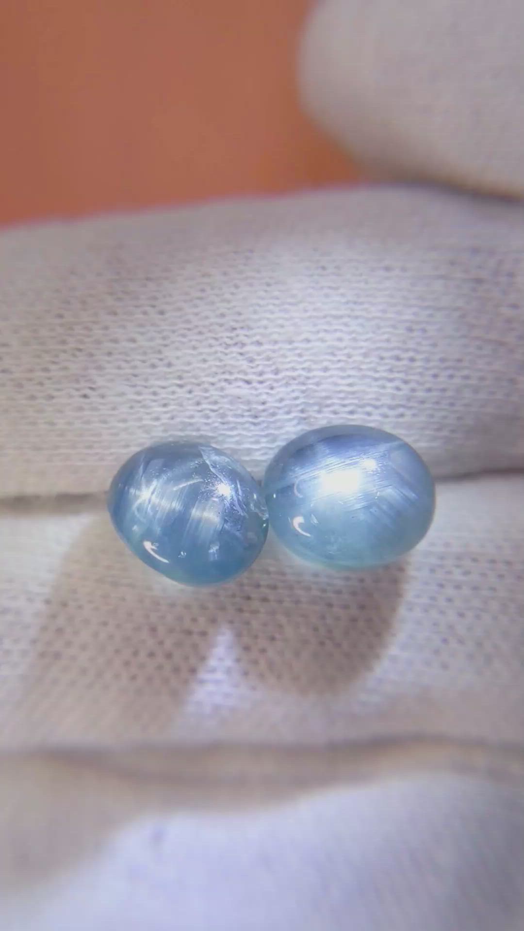 12.29&nbsp;Ct.Tw.Total Carat Weight Blue Star Sapphire Pair from Burma (Myanmar) Size Video
