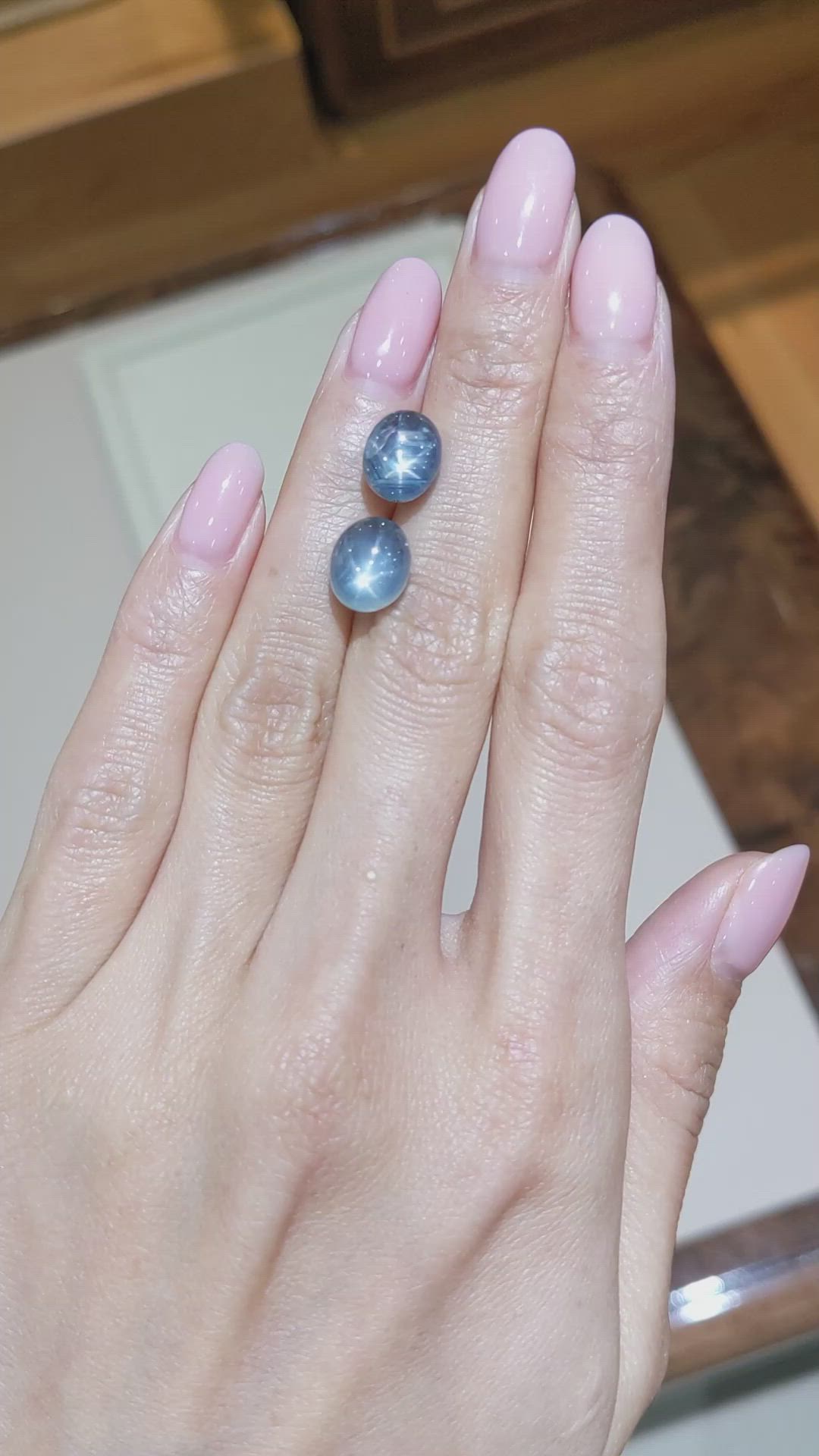 12.29&nbsp;Ct.Tw.Total Carat Weight Blue Star Sapphire Pair from Burma (Myanmar) Size Video